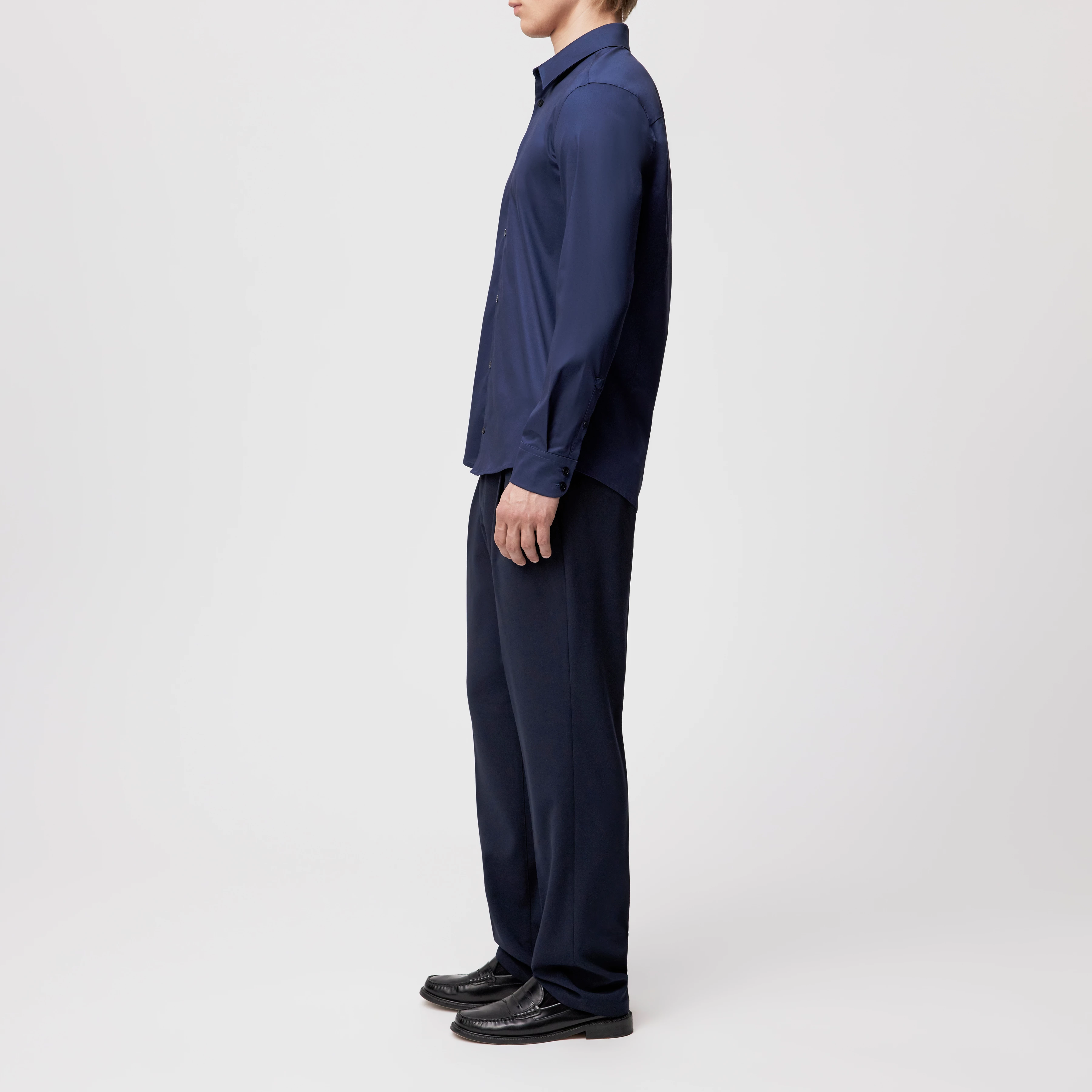 DANEEL - Classic Fit Hemd in Baumwoll-Satin - Herren - blau - Seitenansicht