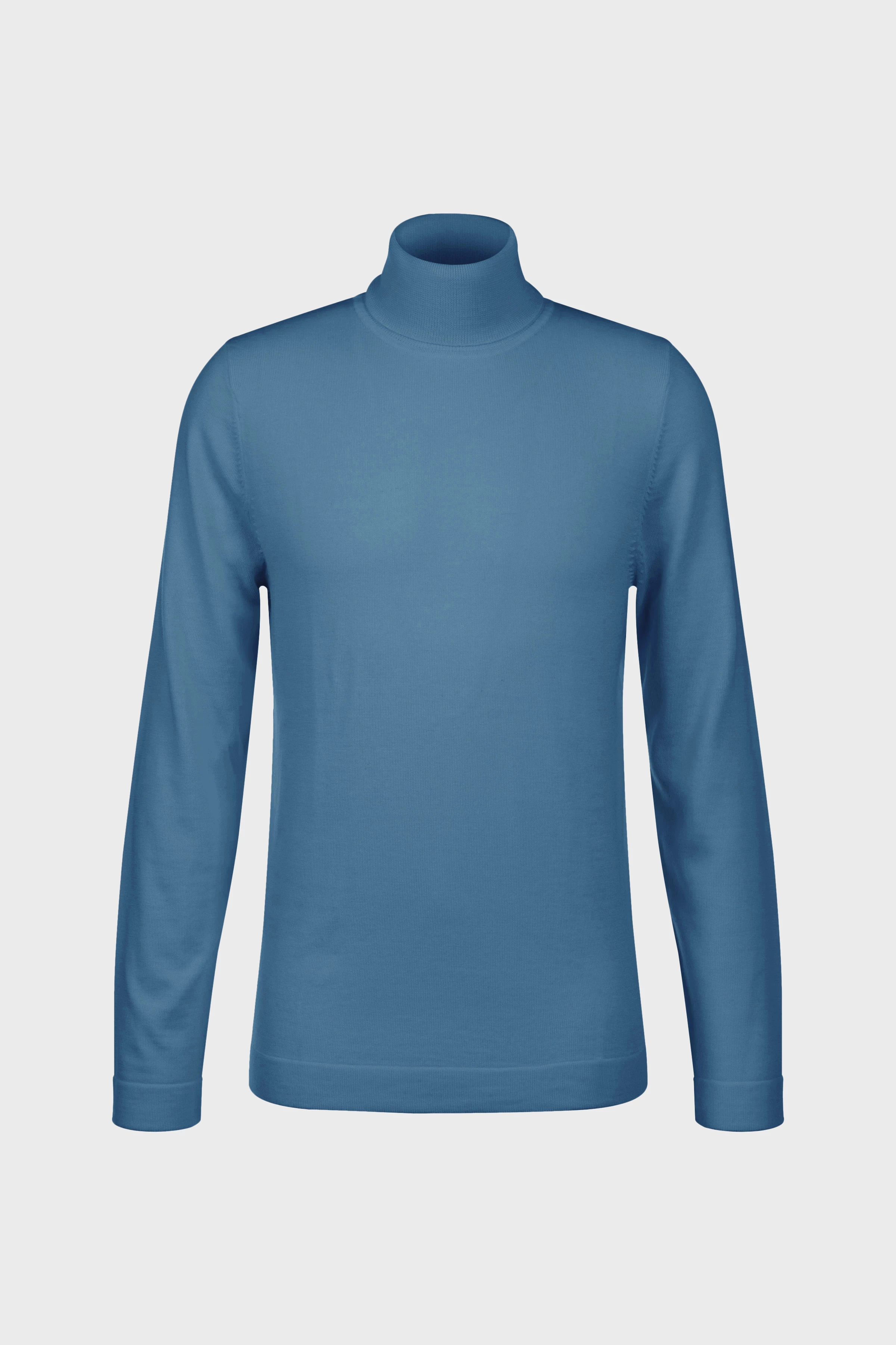 JOEY - Turtleneck jumper in merino wool - men - blue - Freisteller Frontansicht