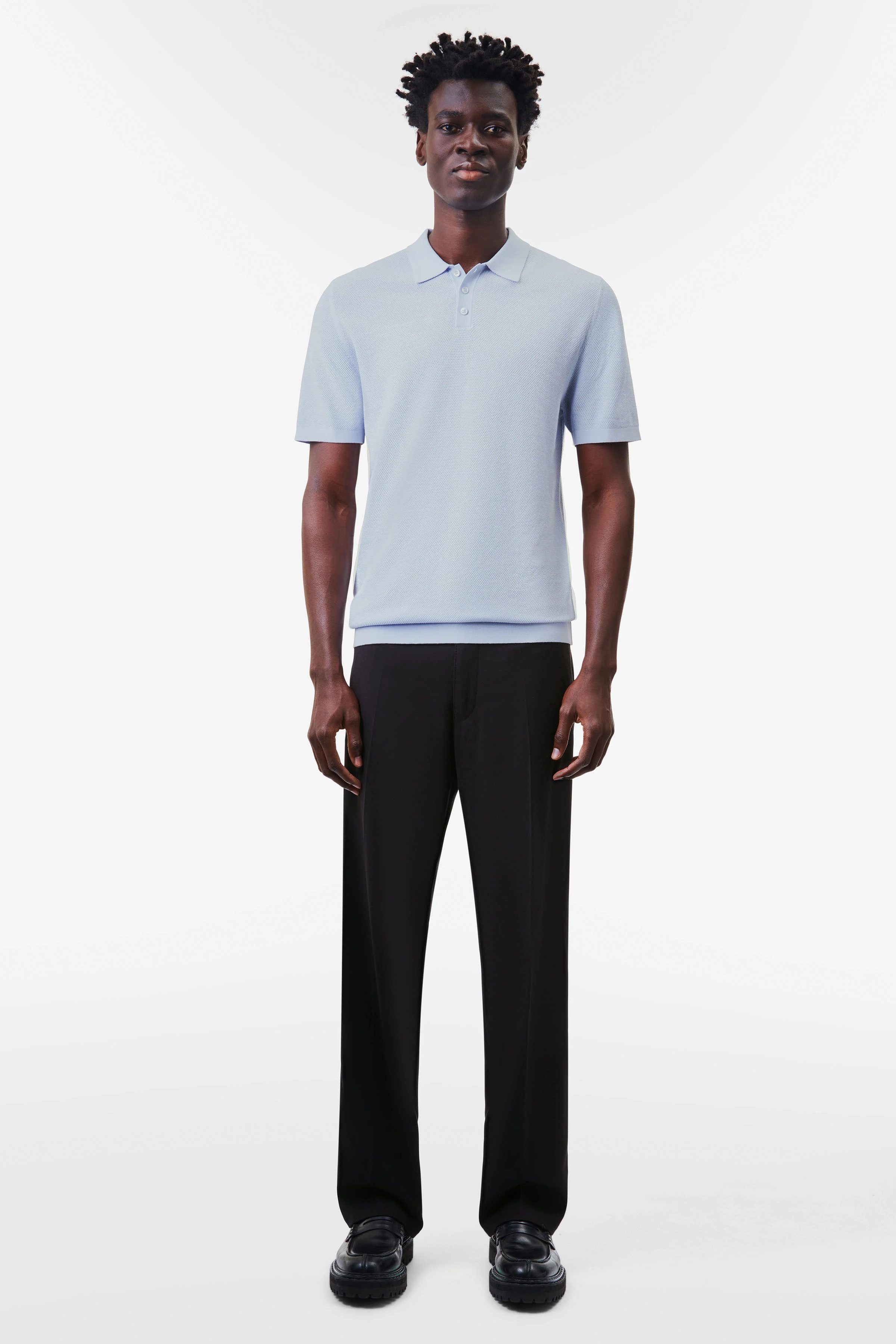 Men knit polo shirt TRITON in blue from DRYKORN - Main Image