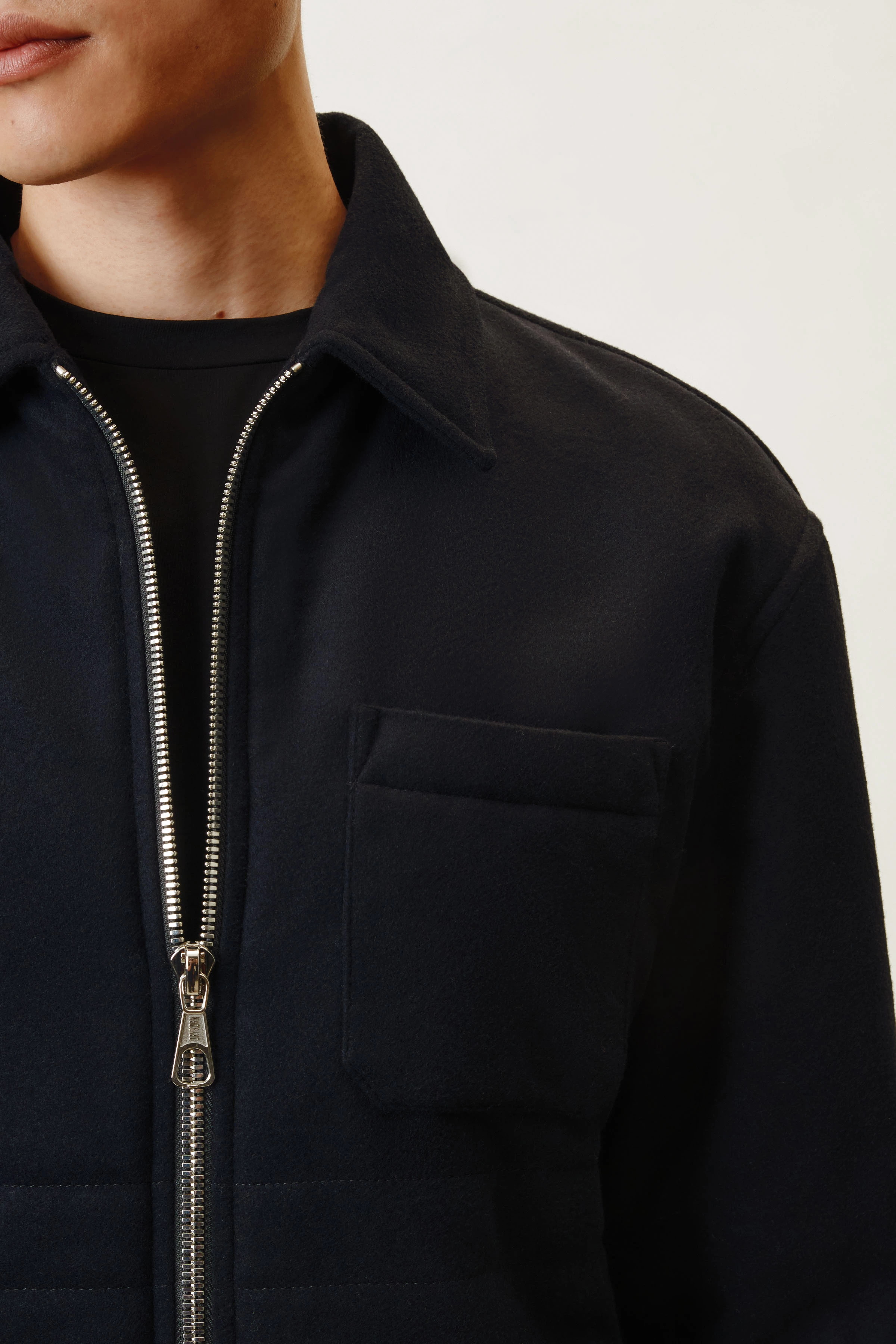 CATANIO - Lässiges Overshirt in meliertem Woll-Flanell - Herren - blau - Seitenansicht