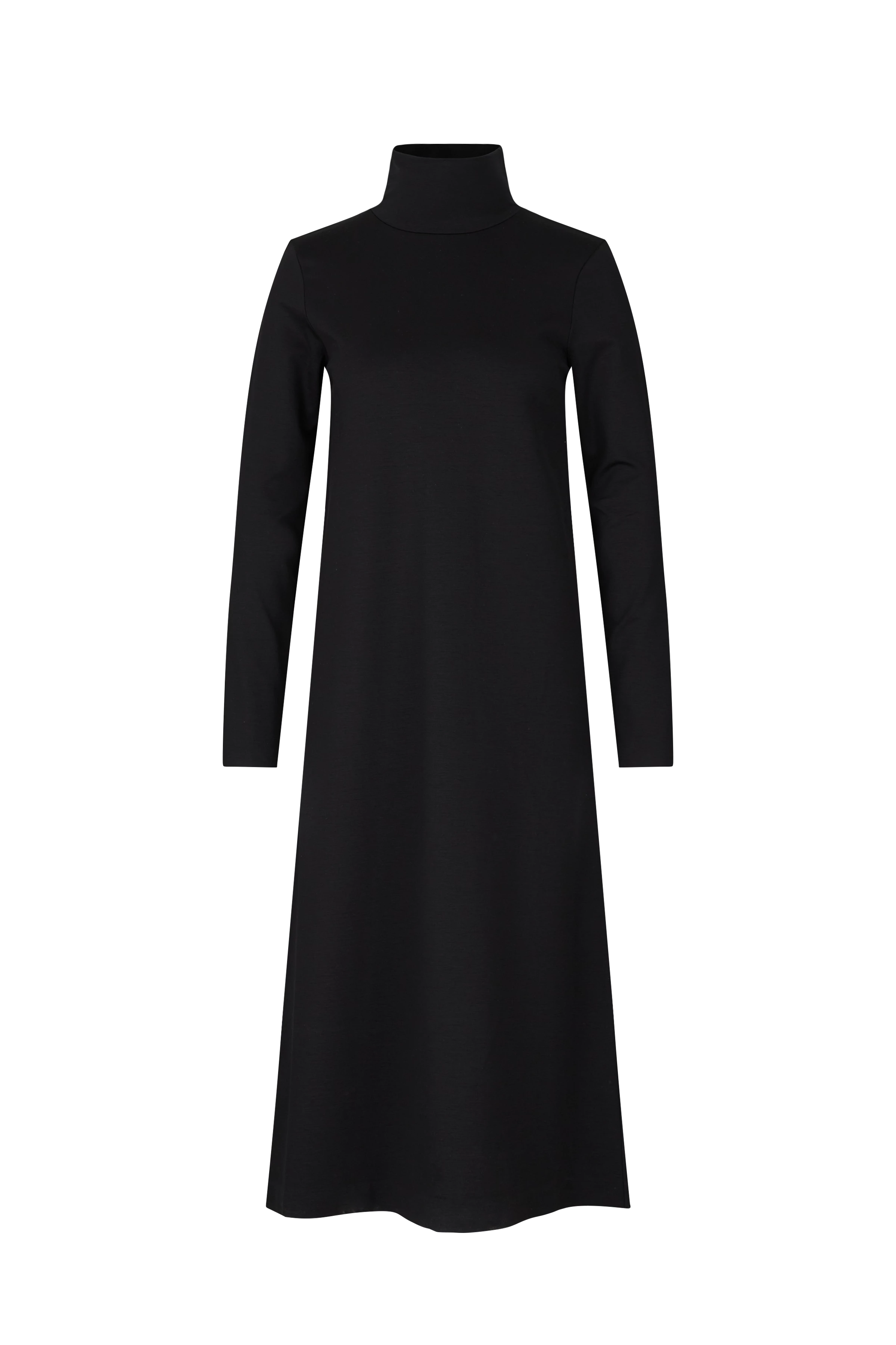 GEDRA - jurk met lange mouwen en opstaande kraag in lyocellmix - dames - zwart - Freisteller Frontansicht