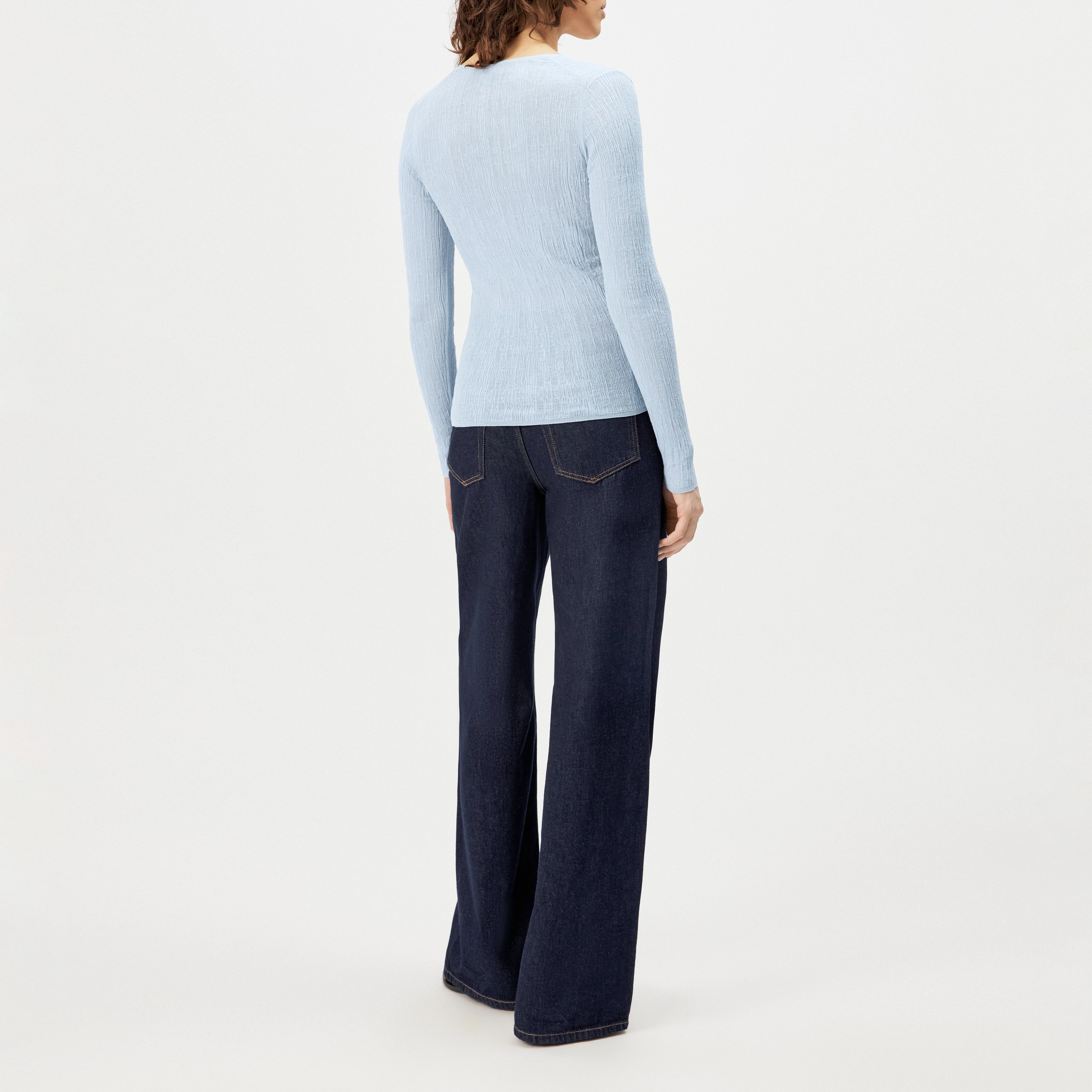 ANIELY - Tight Fit V-Neck Cardigan in Pure Cotton - women - blue - Rückansicht
