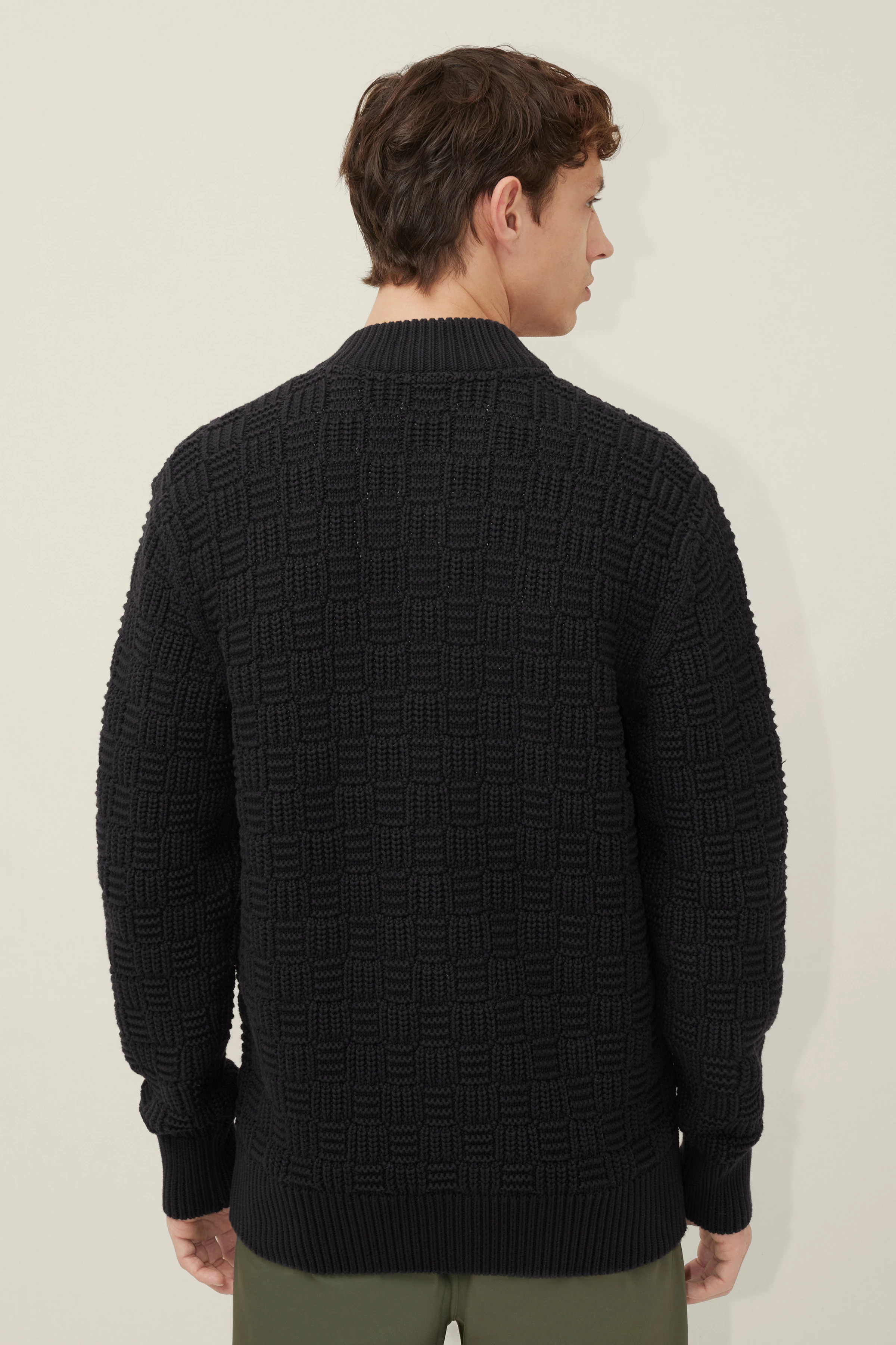 MAX - Strick Bomberjacke mit Struktur - Herren - schwarz - Rückansicht