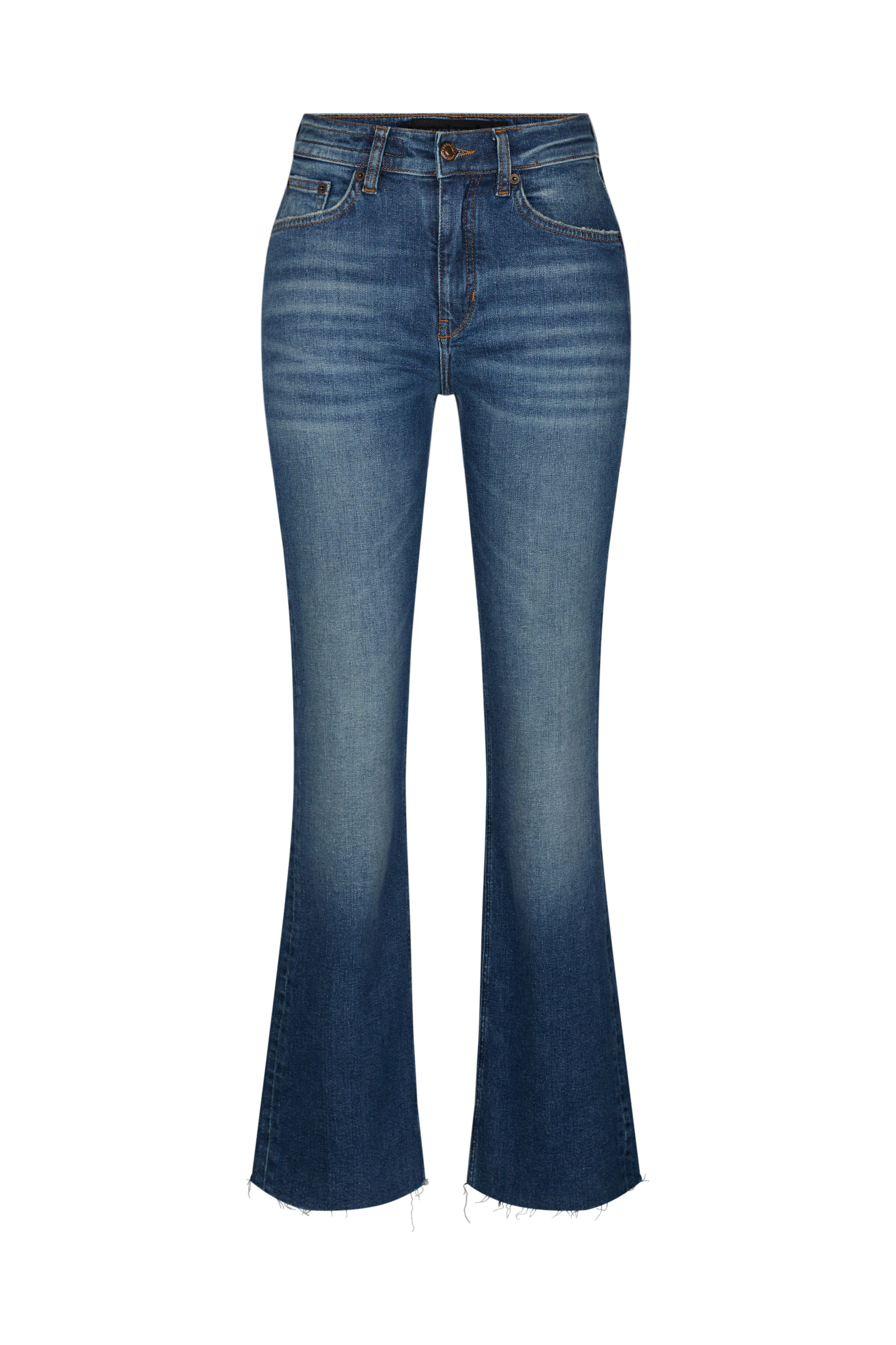 FAR - mid blue Skinny mit ausgestelltem Bein - Damen - blau - Freisteller Frontansicht