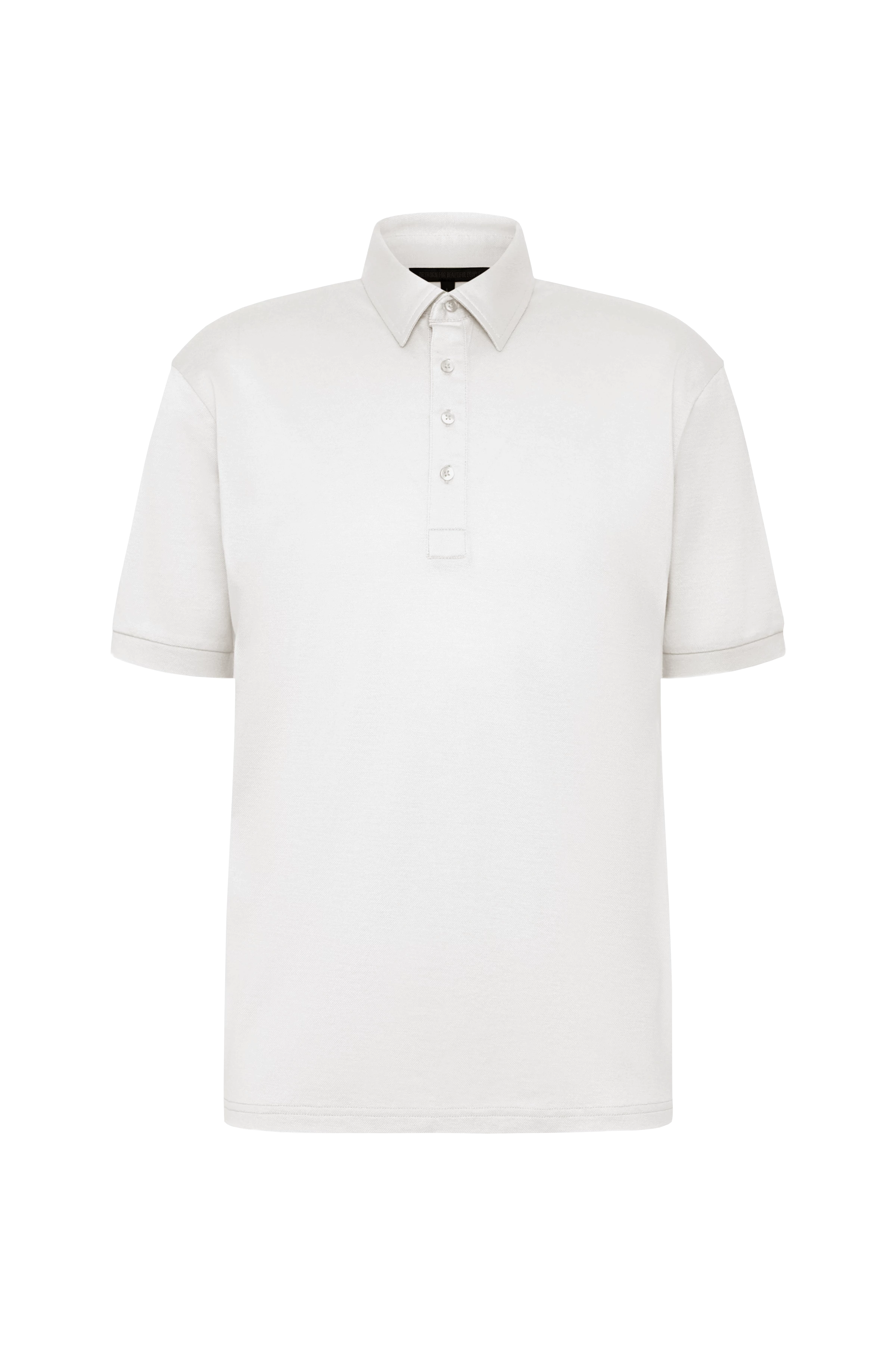 GARRY - 4-knoops polo met omgeslagen kraag in piqué - heren - off white - Freisteller Frontansicht