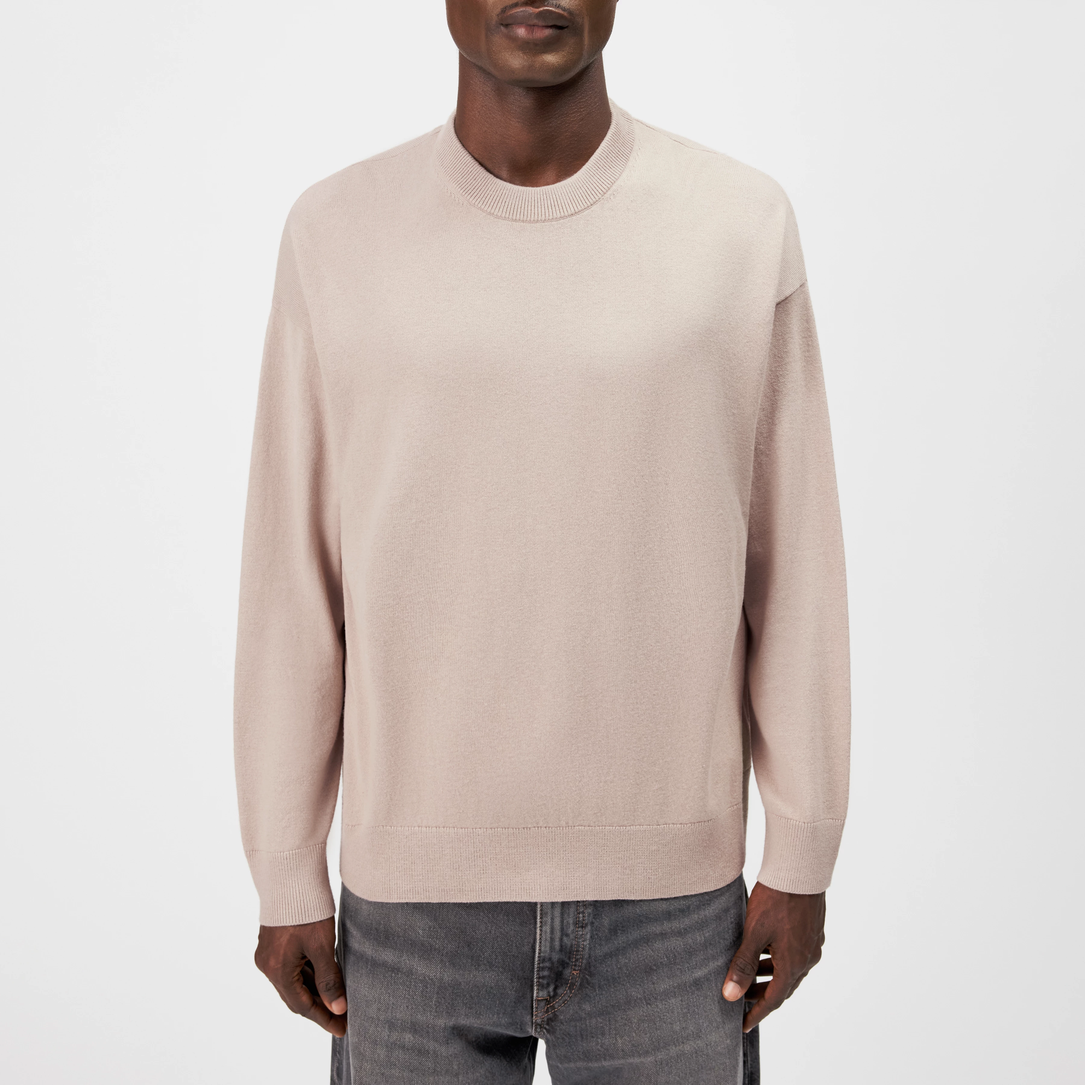 VALDRIK - Crew neck boxy fit jumper - men - beige - Frontansicht