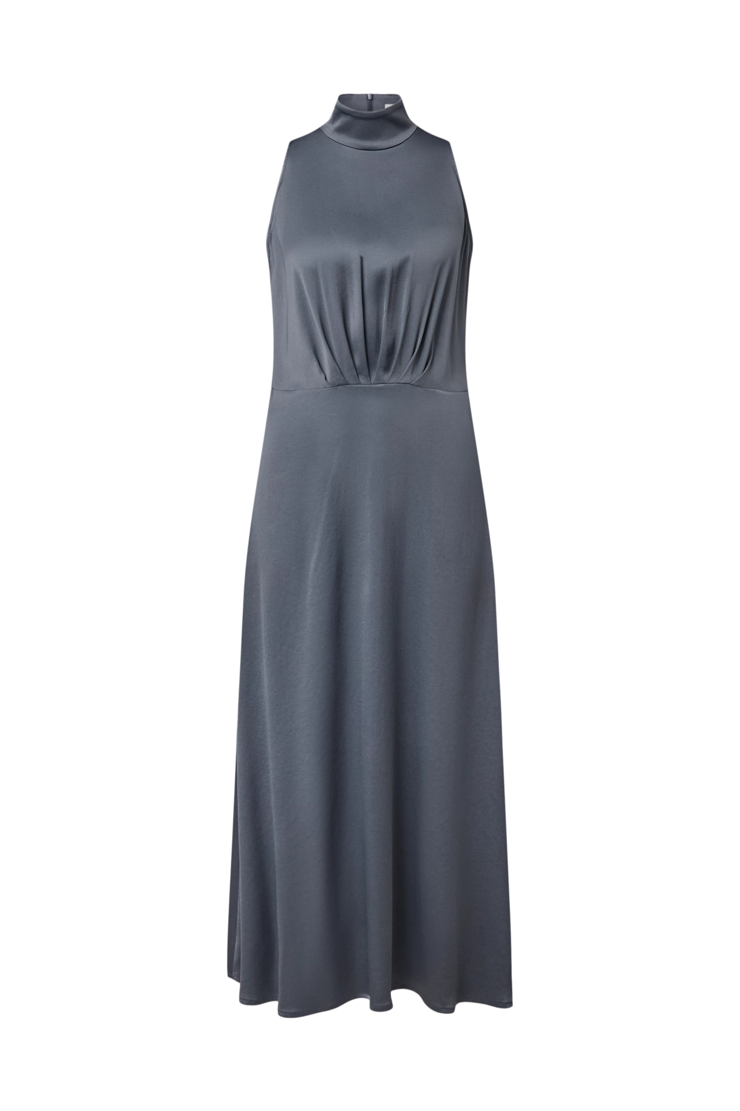 AMABEL - Satin maxi dress with stand-up collar - women - grey - Freisteller Frontansicht