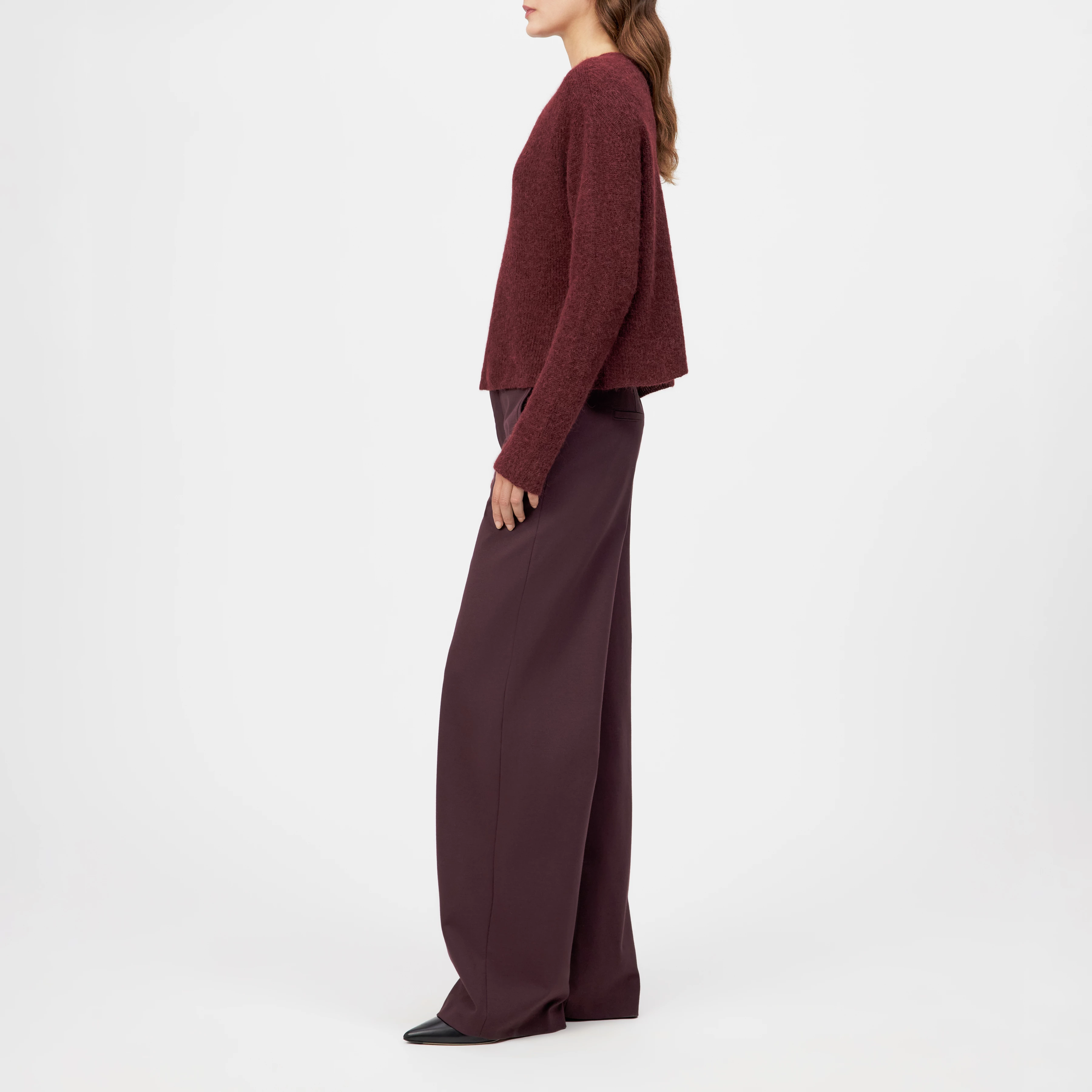 IMENY - Pull court en mélange luxueux d'alpaga Suri - women - rouge - Seitenansicht