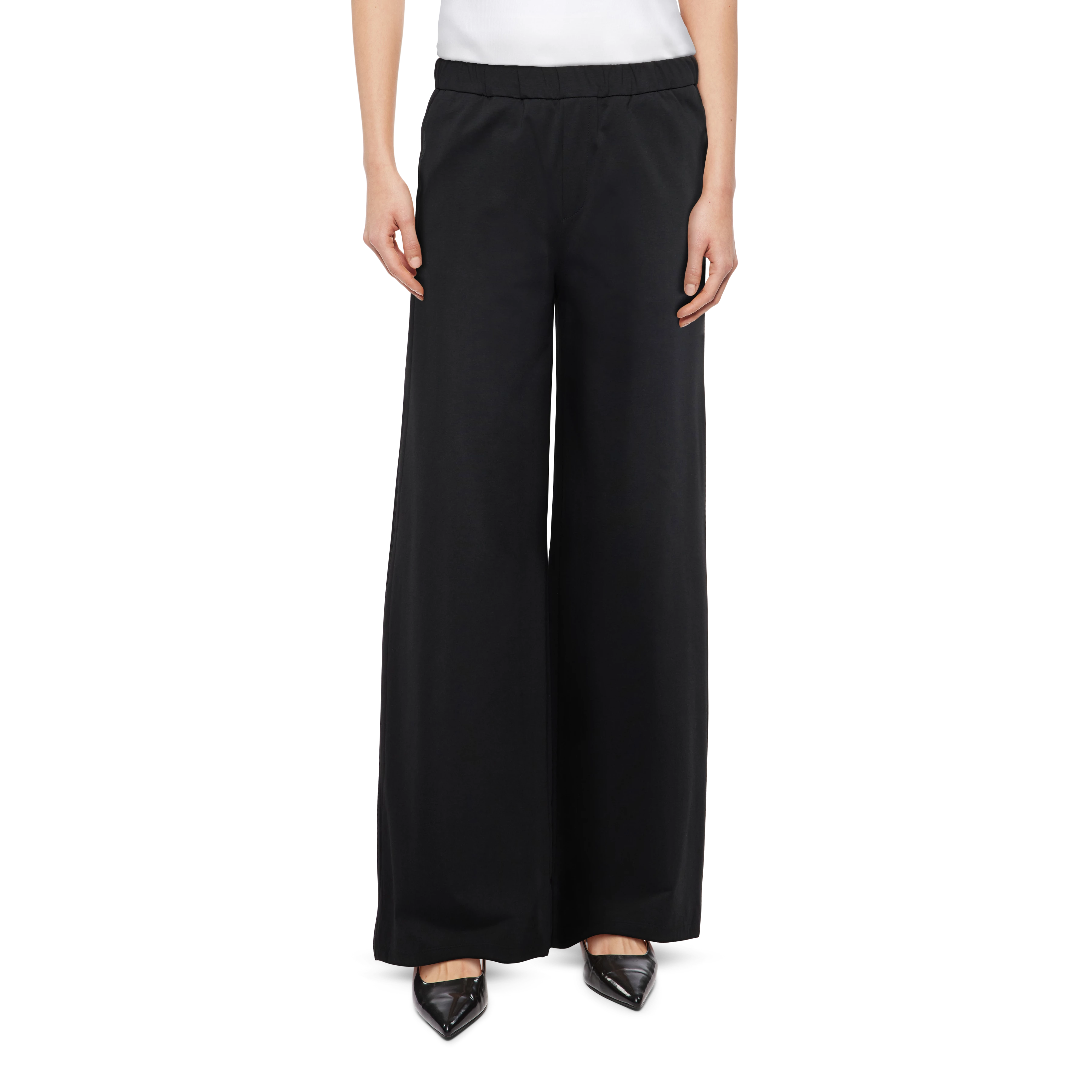 CONSIDER - Pantalon à enfiler avec Barrel-Leg en Punto Milano Jersey - women - noir - Frontansicht