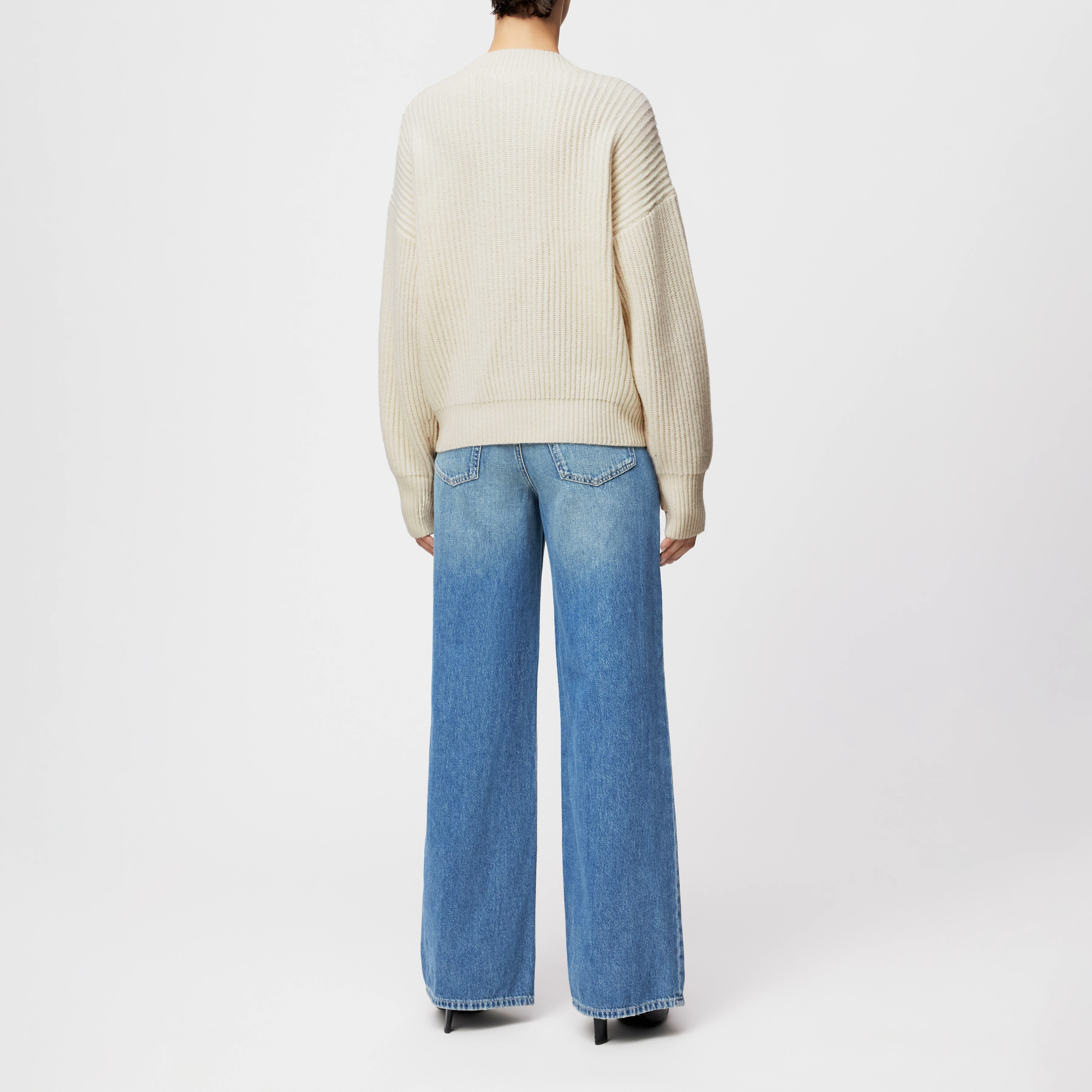 PASELIA - Oversized Pullover in Schurwolle - Damen - beige - Rückansicht