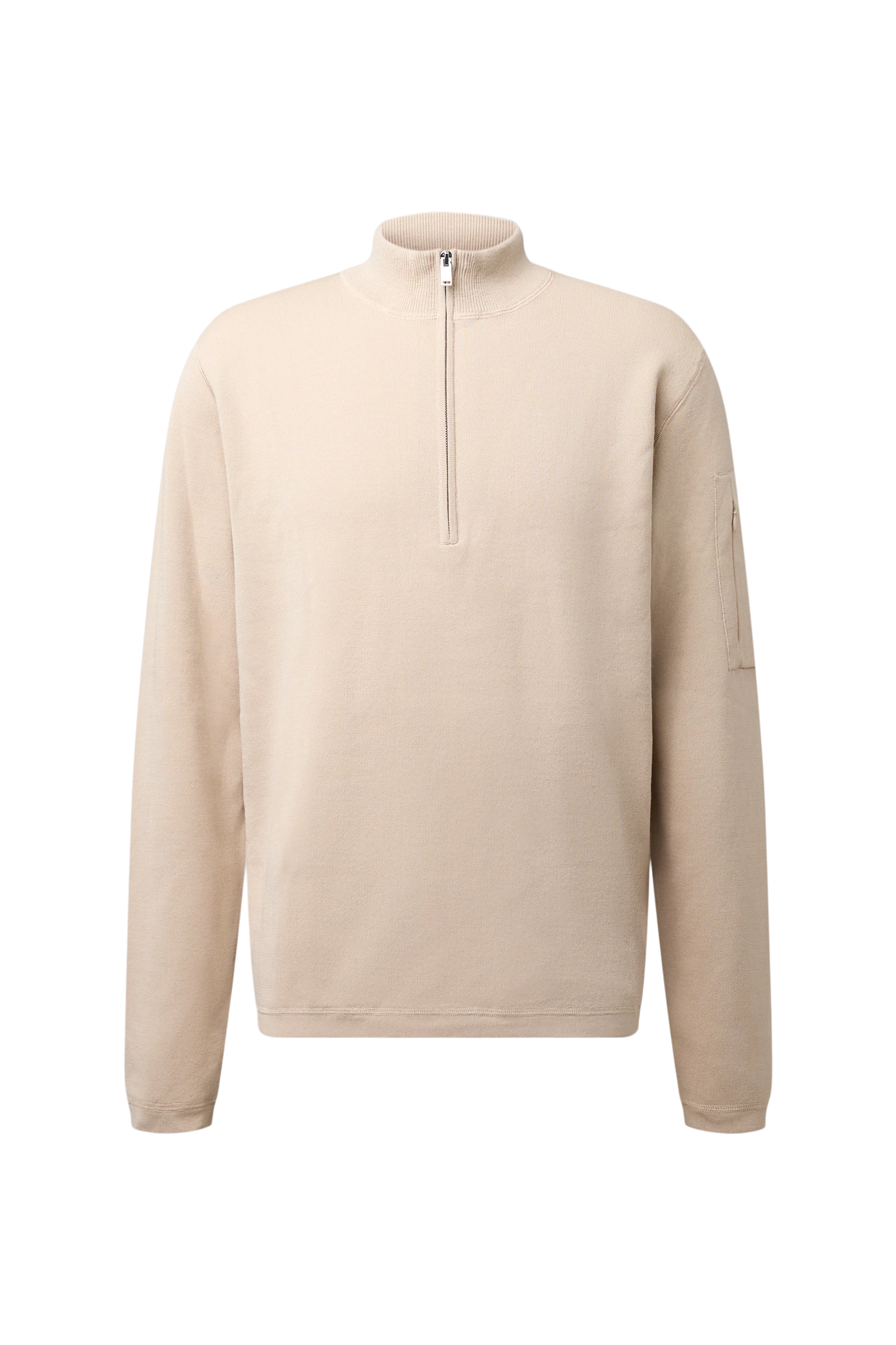 TARVIK - Half-zip jumper with stand collar in pure wool - men - beige - Freisteller Frontansicht
