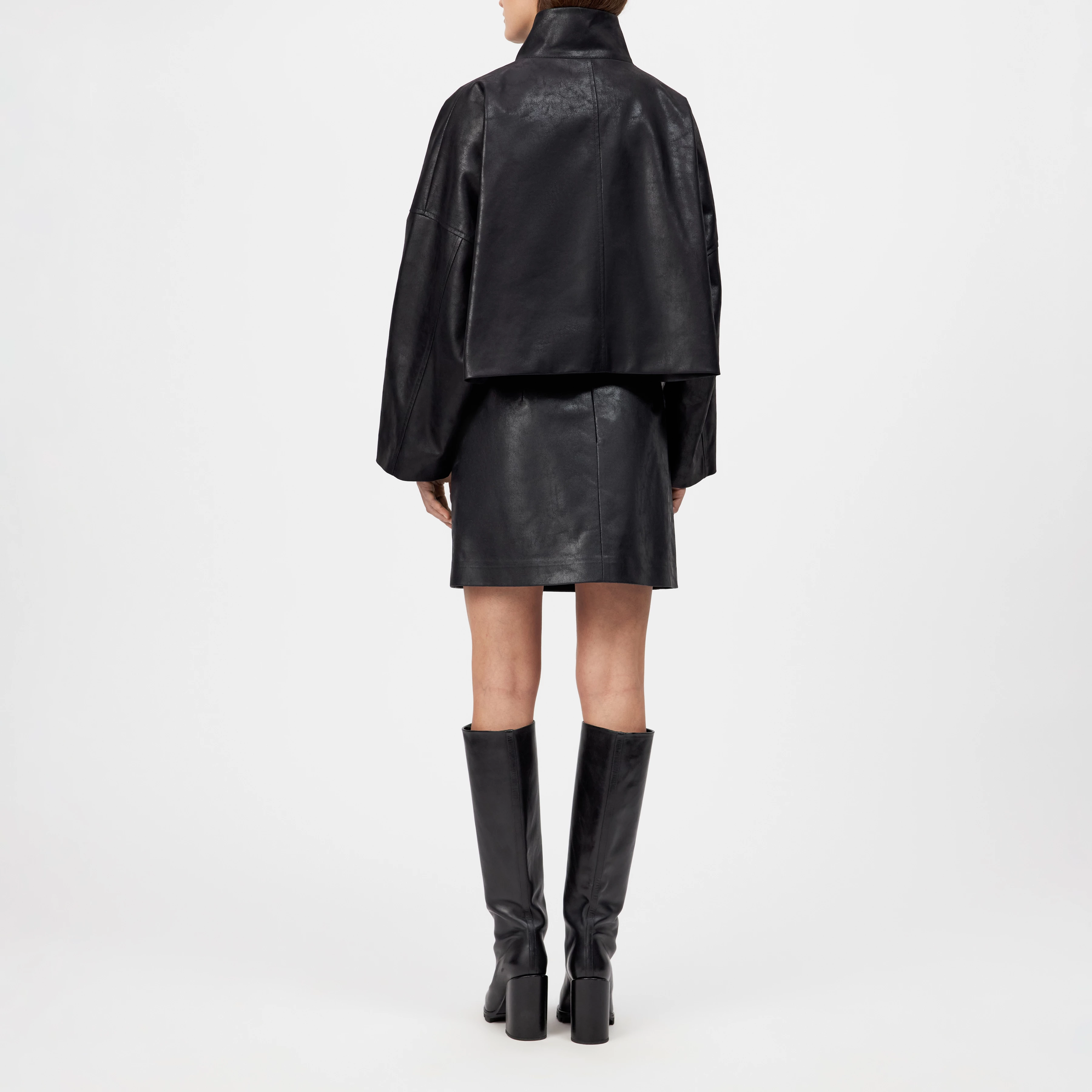 ELSTOW_1 - Oversized jacket in leather look - women - Natural Aluminium - Rückansicht