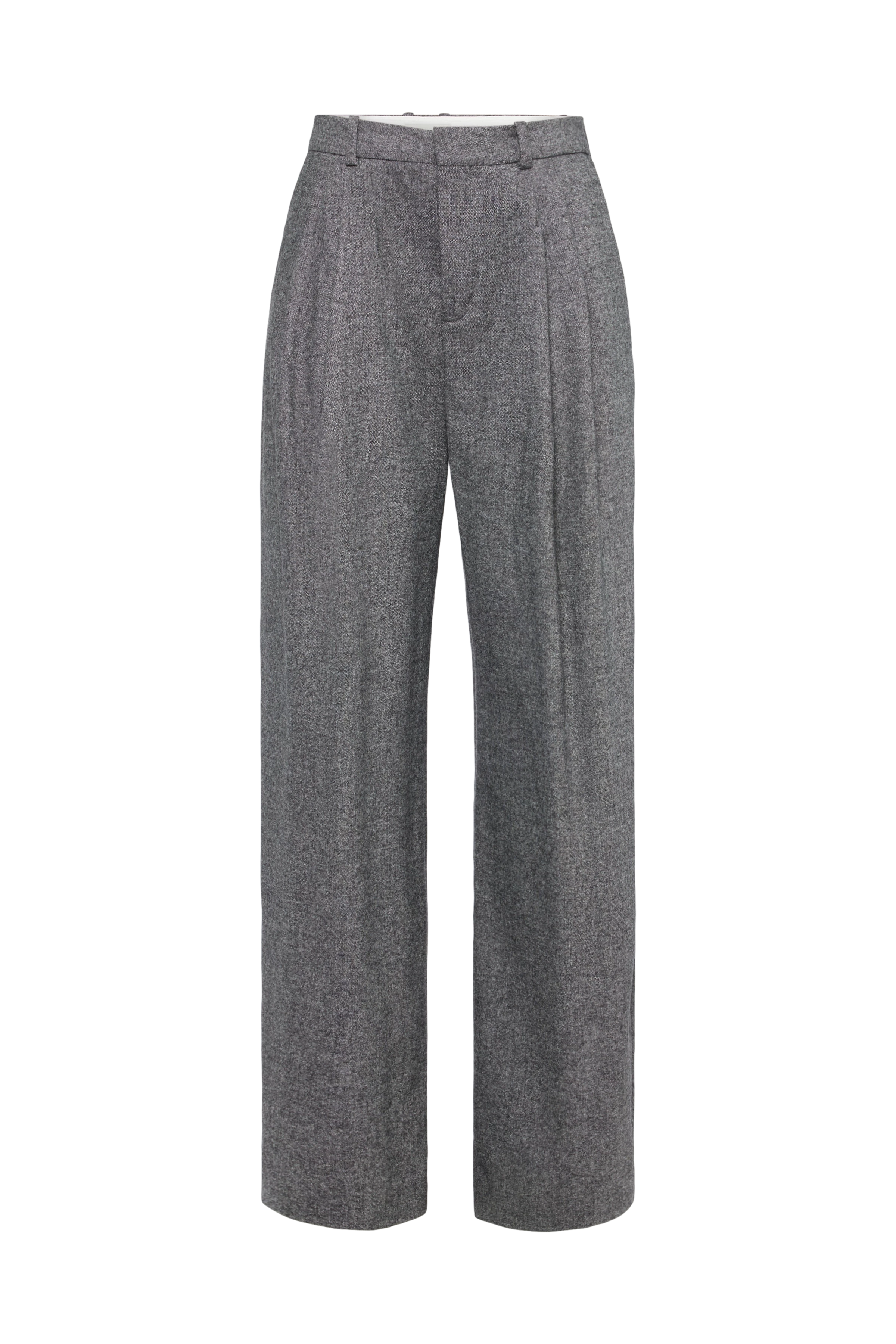 INK - Lässige Bundfaltenhose in Flanell - Damen - grau - Freisteller Frontansicht