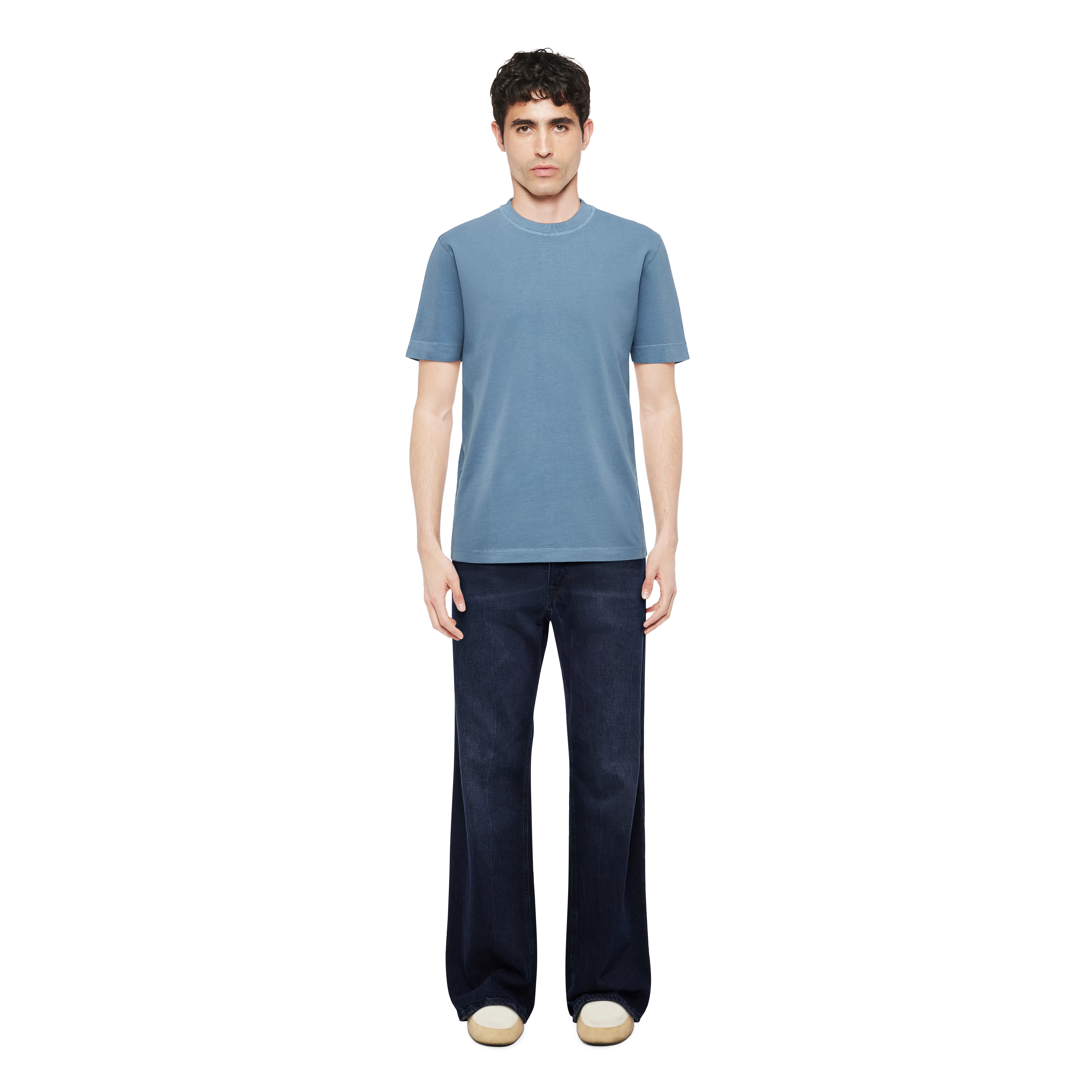 RAPHAEL - T-shirt in washed look - men - blue - Ganzkörper-Frontansicht