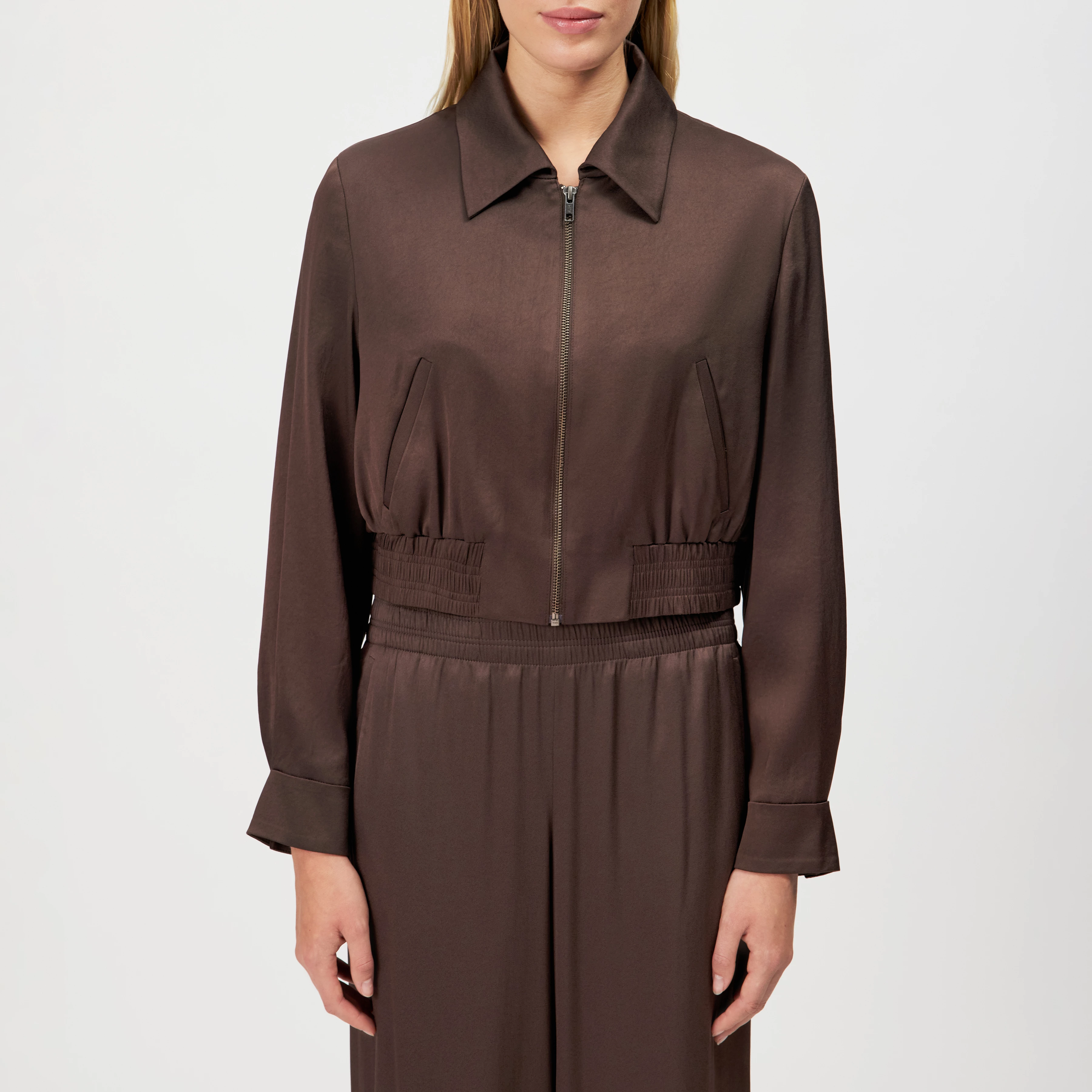 RADWAY_1 - Blouson court en satin - women - marron - Frontansicht