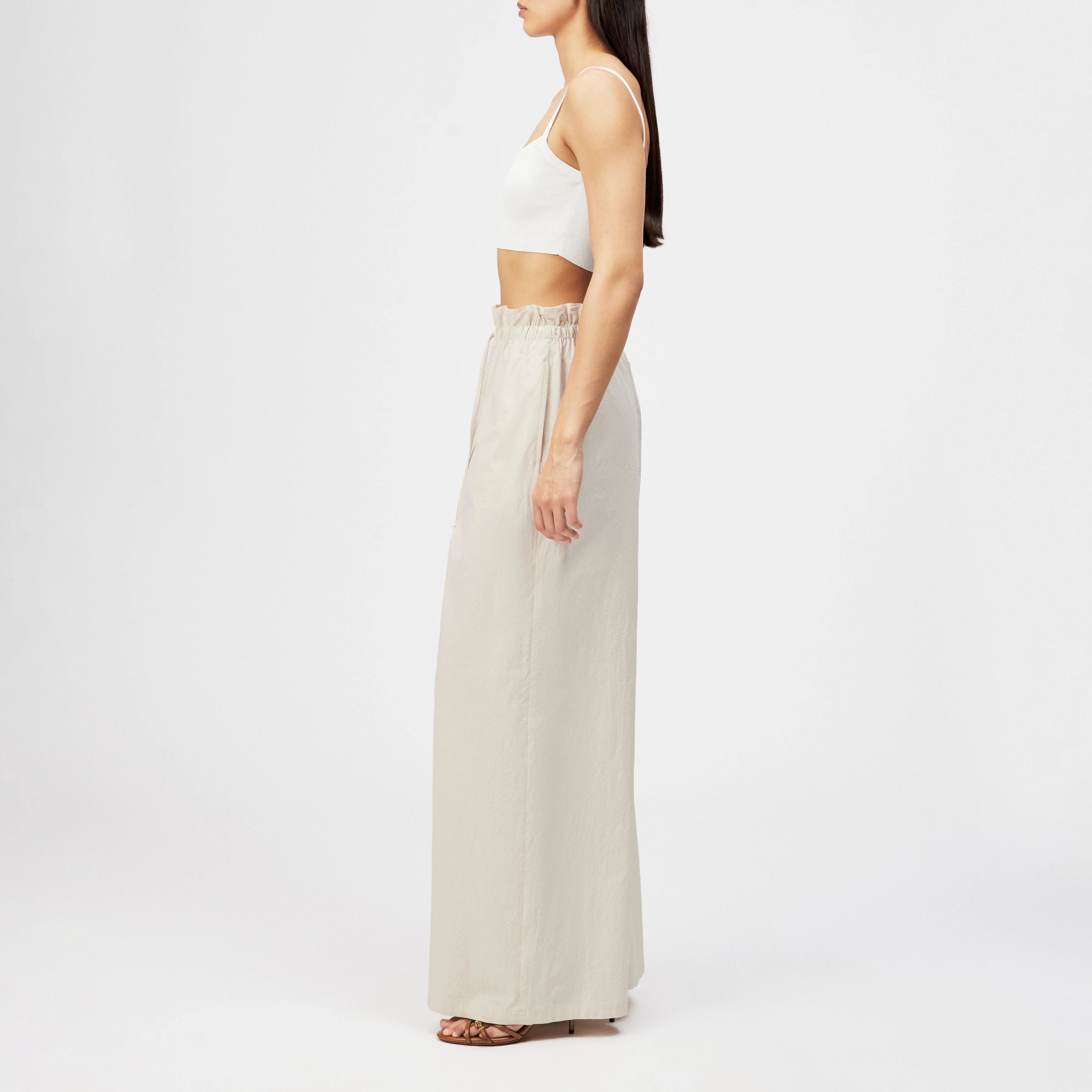 DWINDLE - Pantalon en coton pur. - women - beige - Seitenansicht