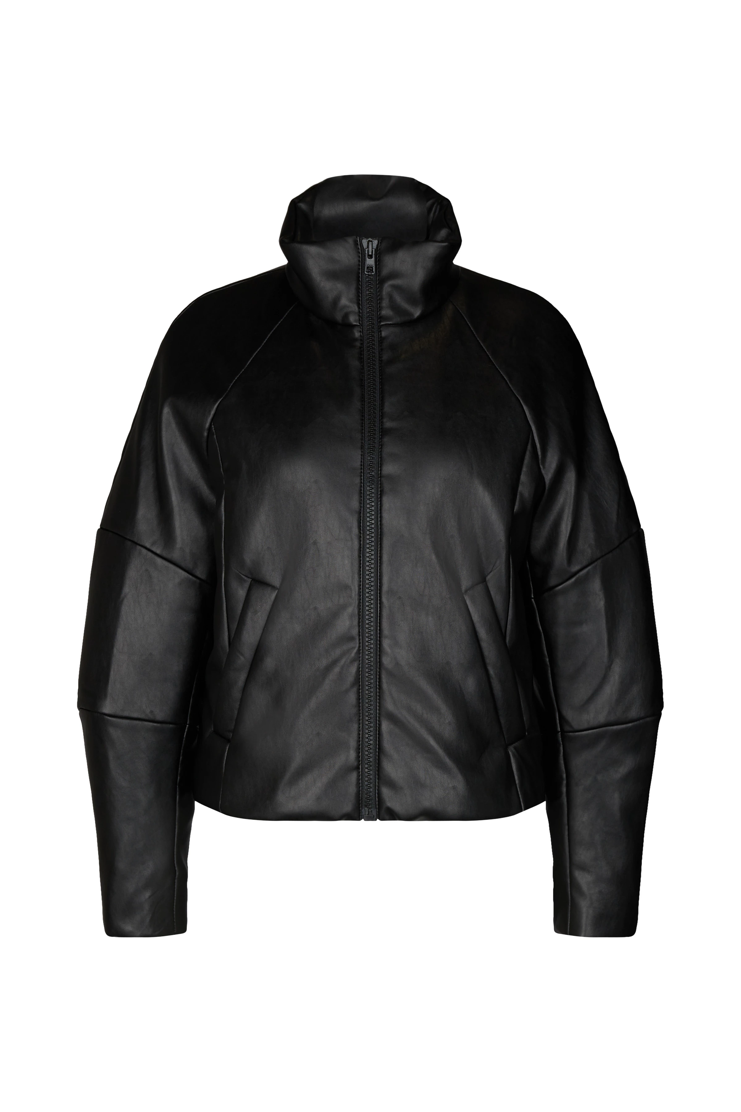 TRURO - puffer jacket in leather look - women - black - Freisteller Frontansicht