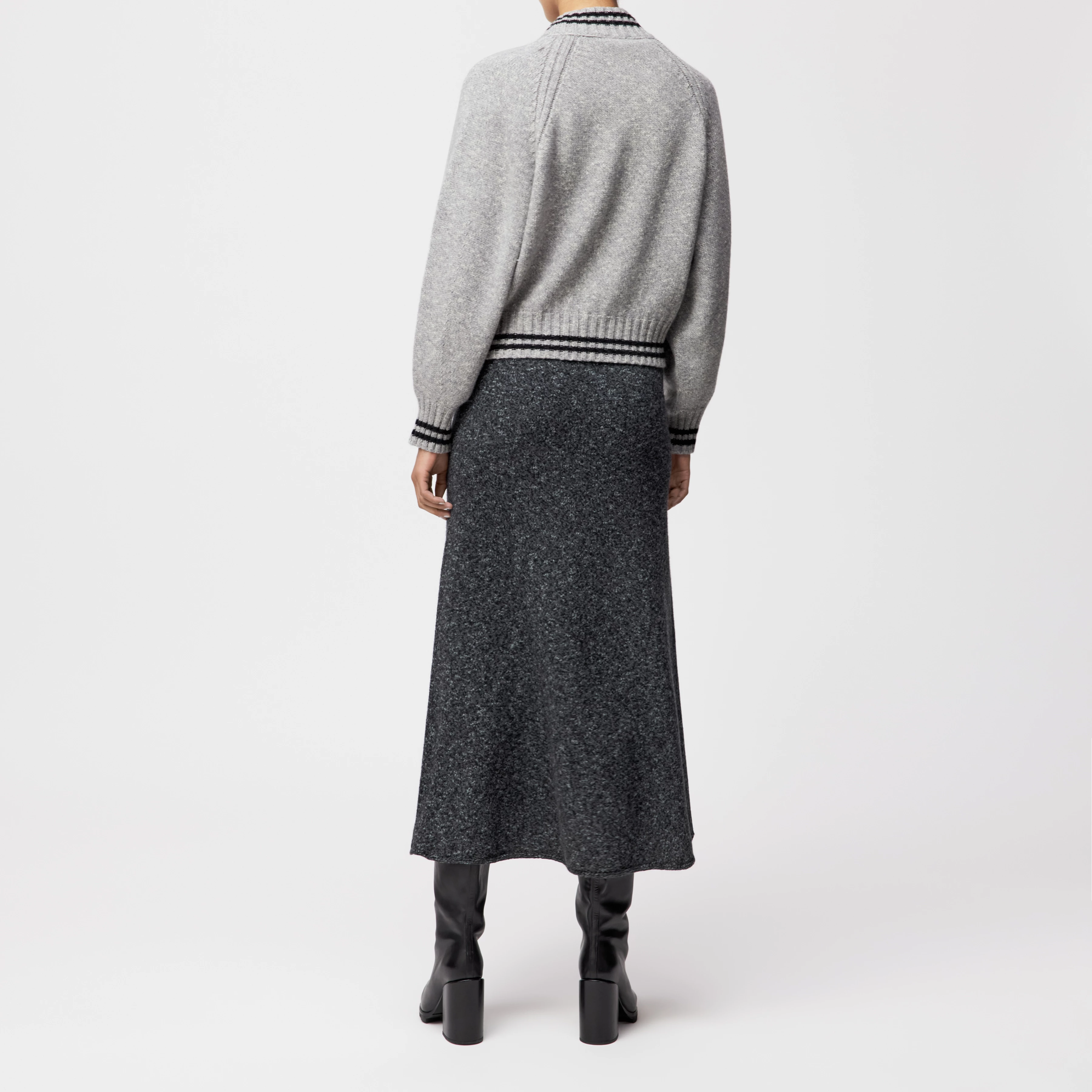 NALFY_2 - Strick-Blouson in Woll-Baumwollmix - Damen - grau - Rückansicht