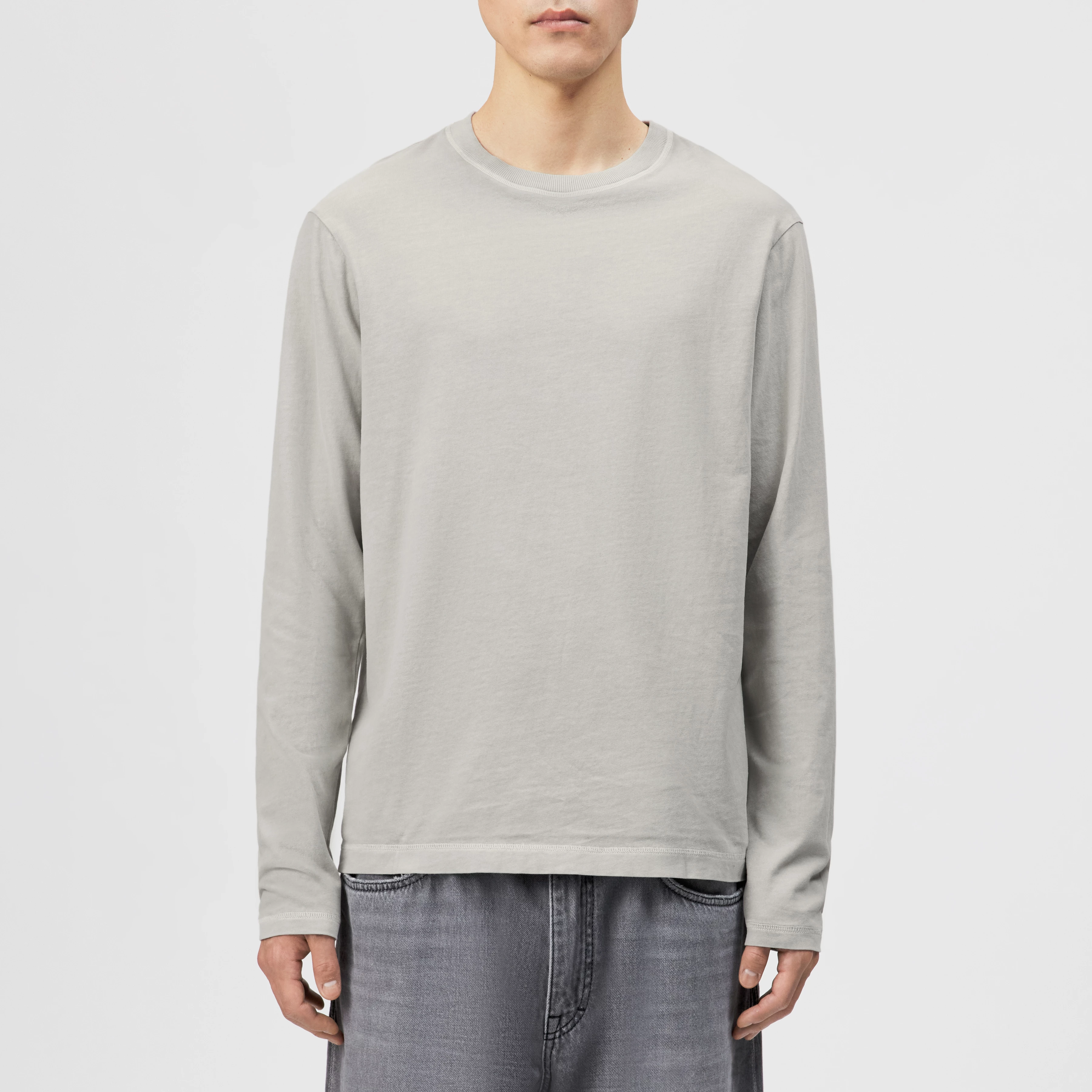 TALDOR - Long-sleeved top in washed look - men - grey - Frontansicht