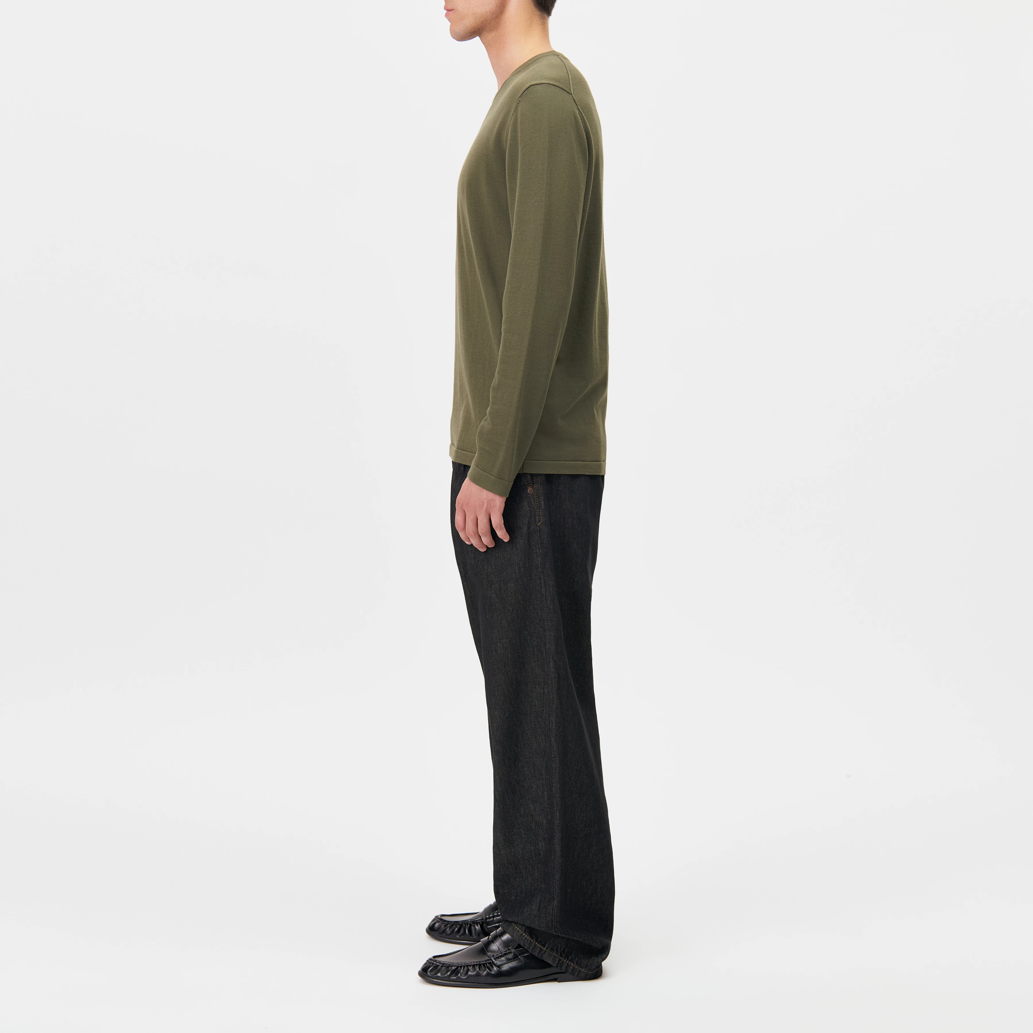 IRMINO - Long sleeve in pure cotton - men - green - Seitenansicht