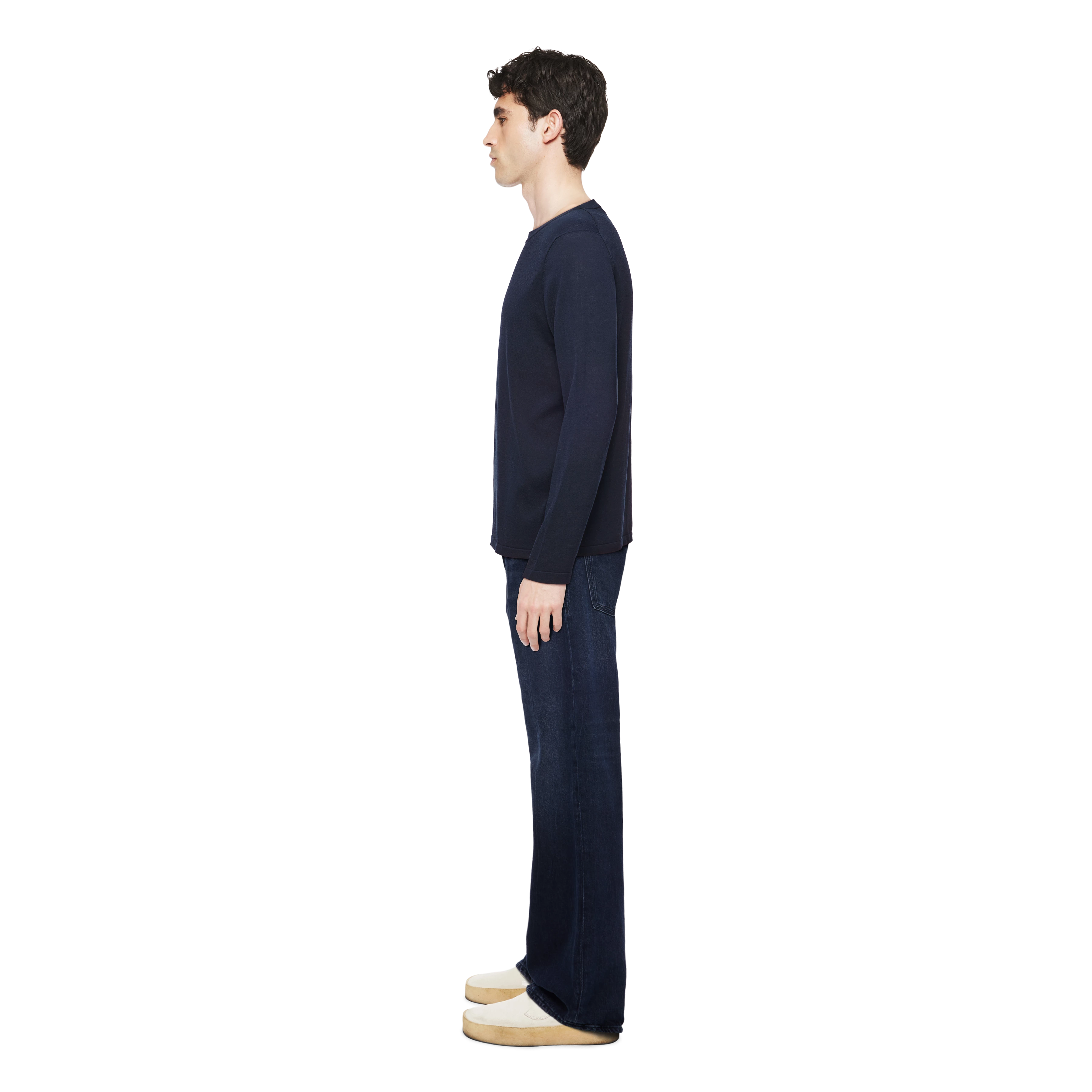 IRMINO - Long-sleeved shirt in mercerised cotton - men - blue - Seitenansicht