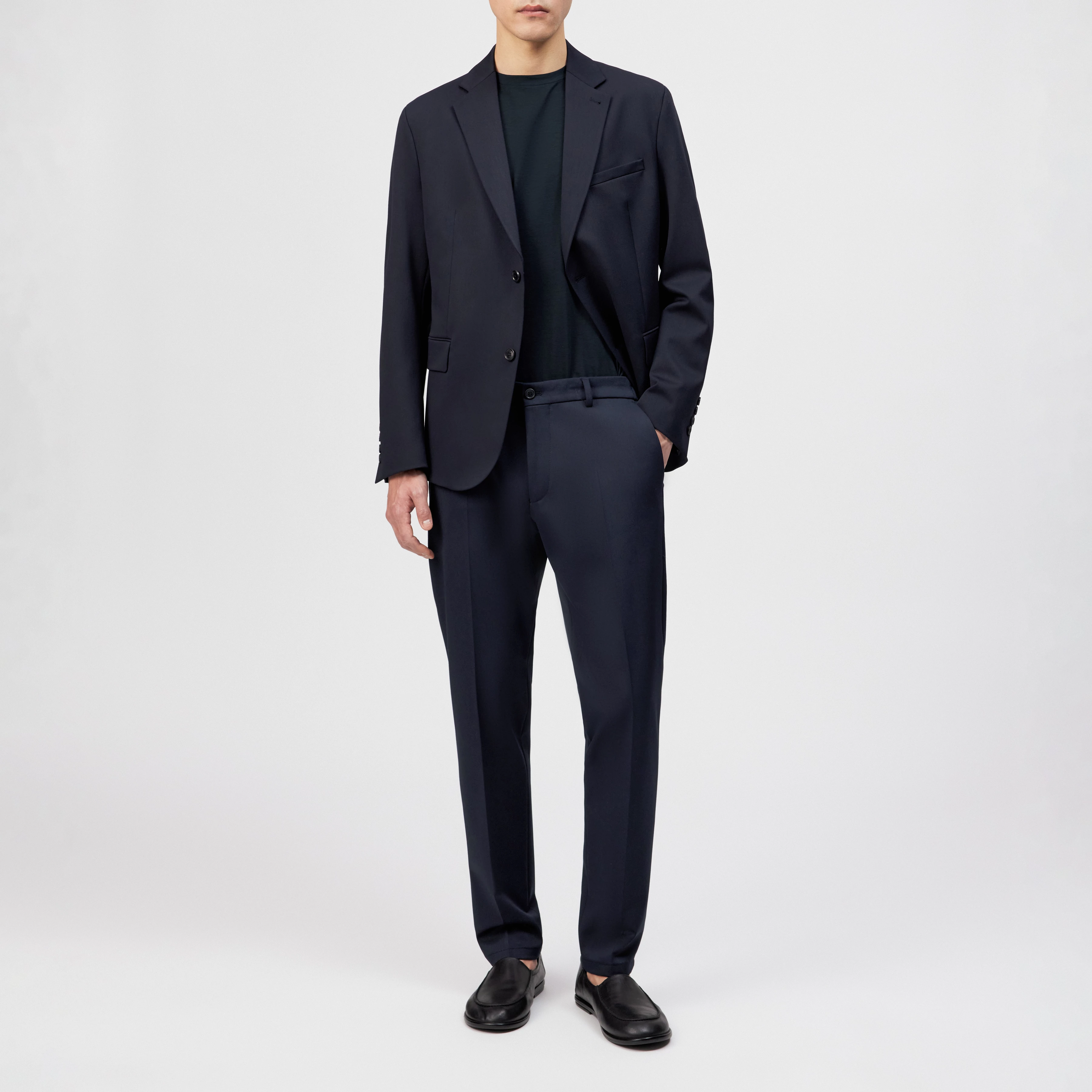 AJEND - Tailored trousers in viscose blend - men - blue - Ganzkörper-Frontansicht