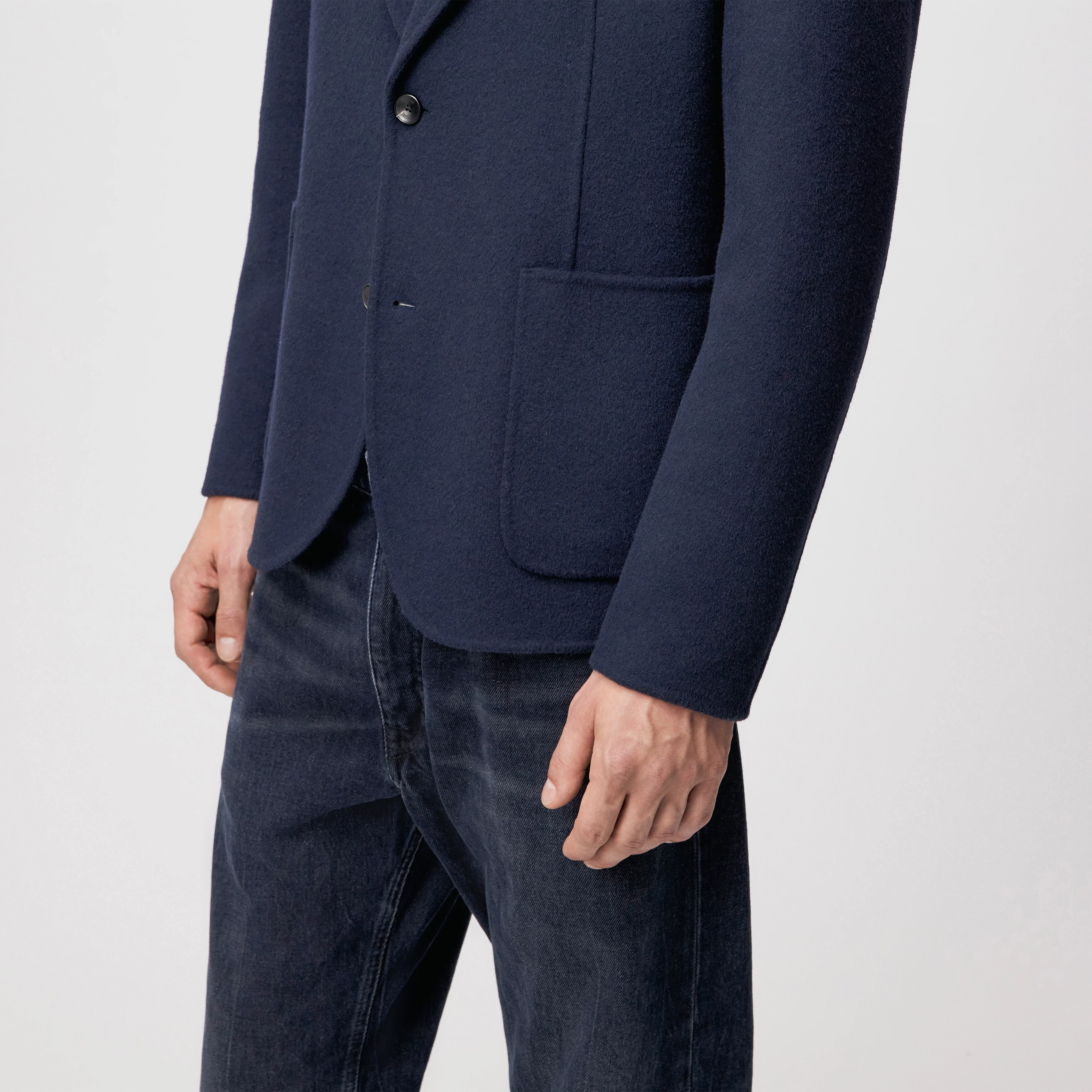 MARLS_DF - Enkelsluitend colbert in wollen doubleface - heren - blauw - Detailansicht am Model