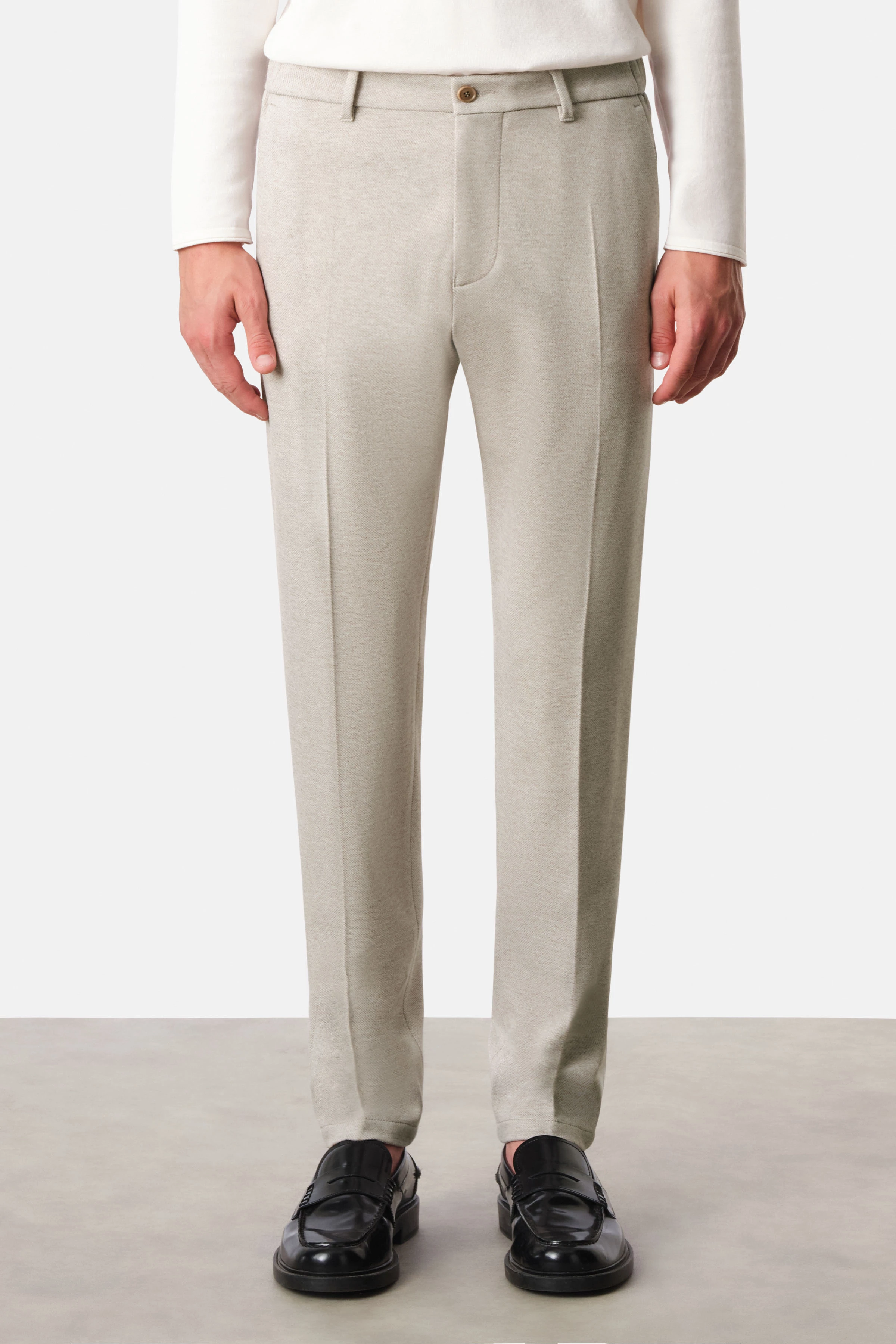 AJEND - Kant-en-klare pantalon in jersey - heren - beige - Frontansicht