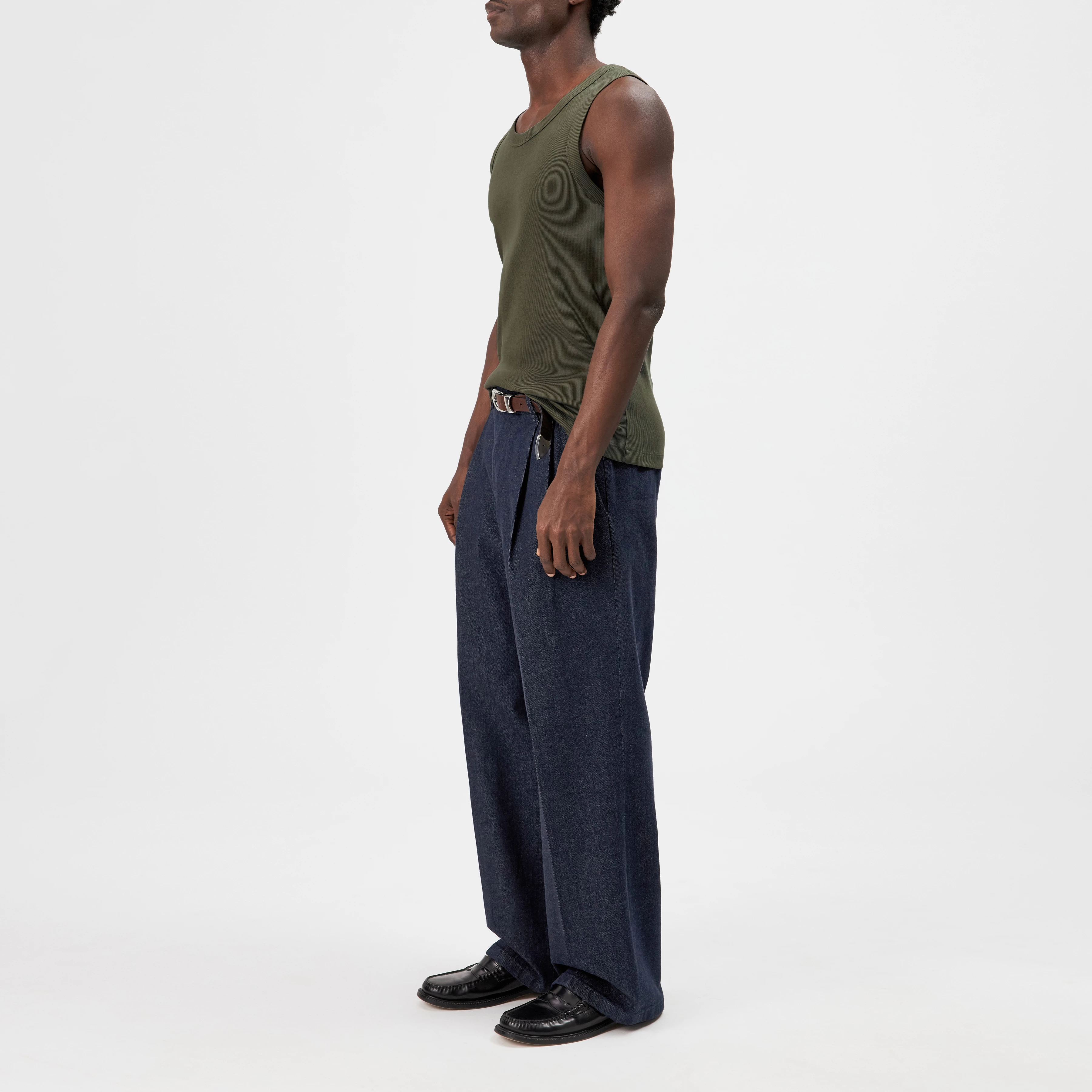NATHAN - Body-fitted ribbed cotton tank top - men - green - Seitenansicht