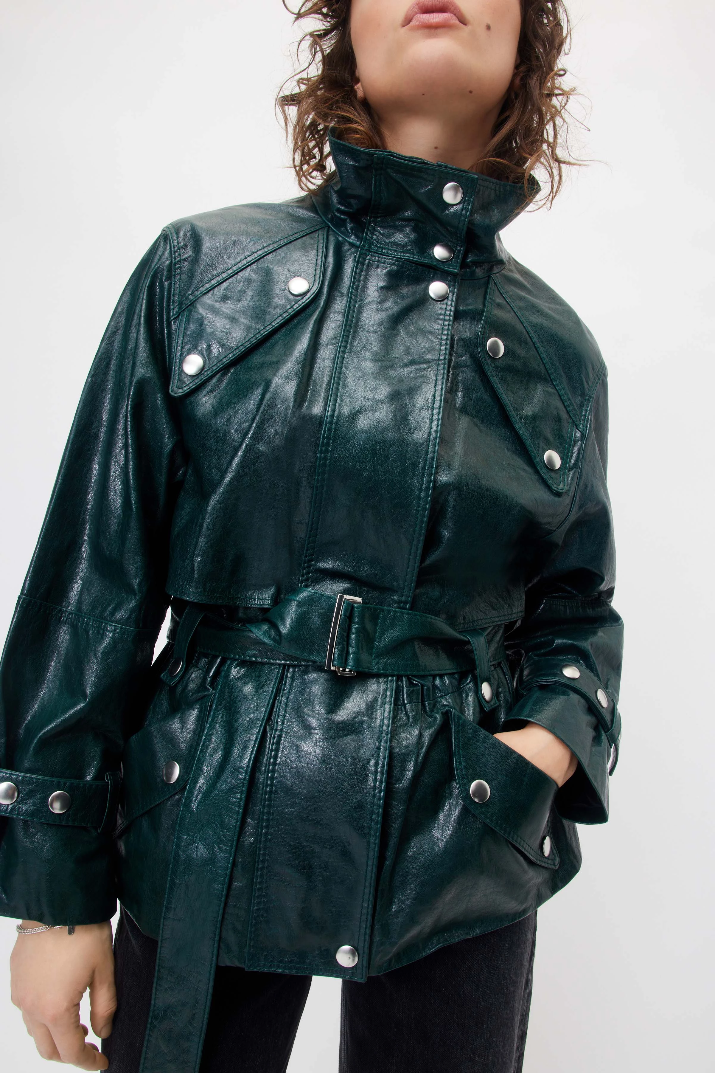 KENSAL - Leder Parka - Damen - oliv - Seitenansicht