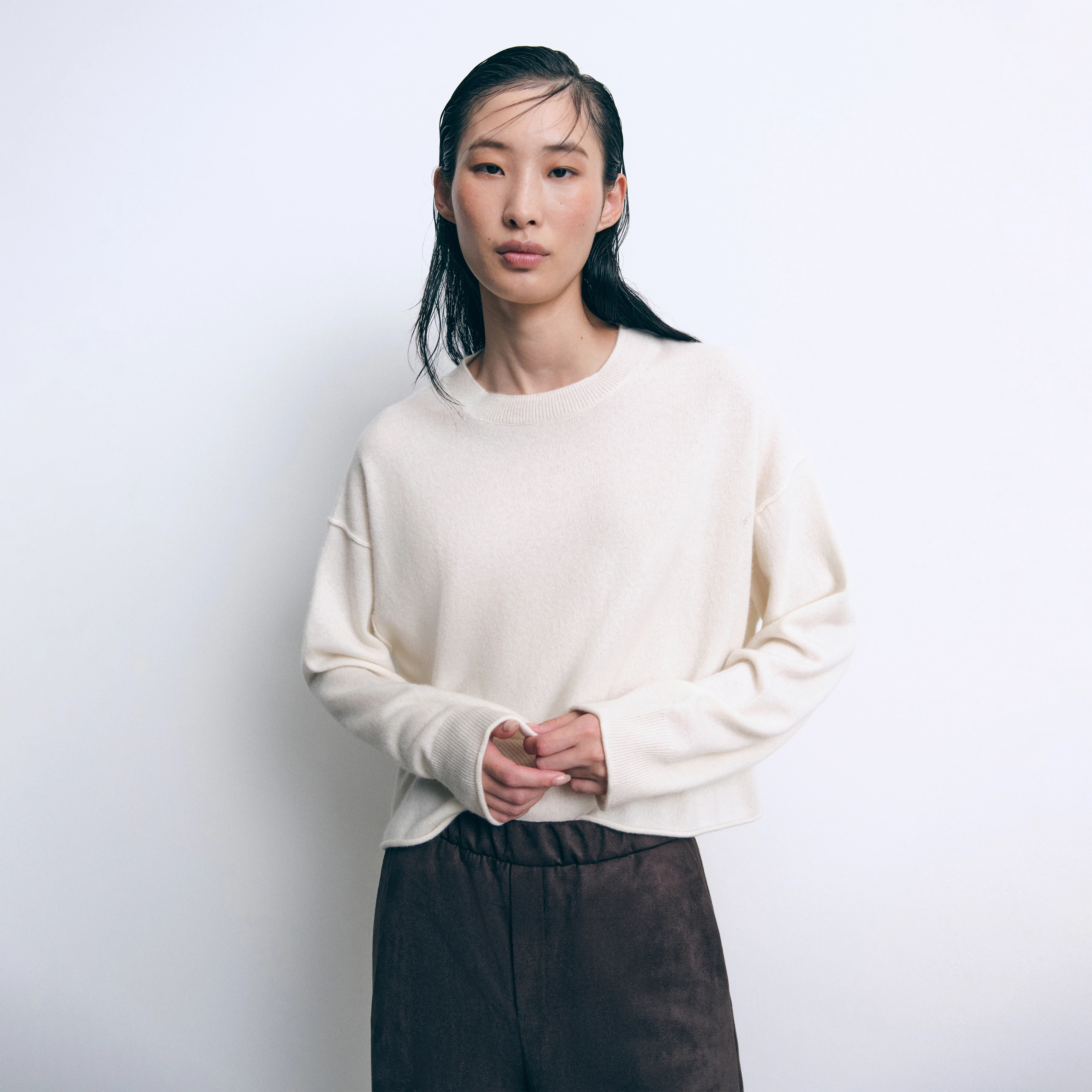 MALESE - Verkürzter Pullover in 100% Kaschmir - Damen - off white