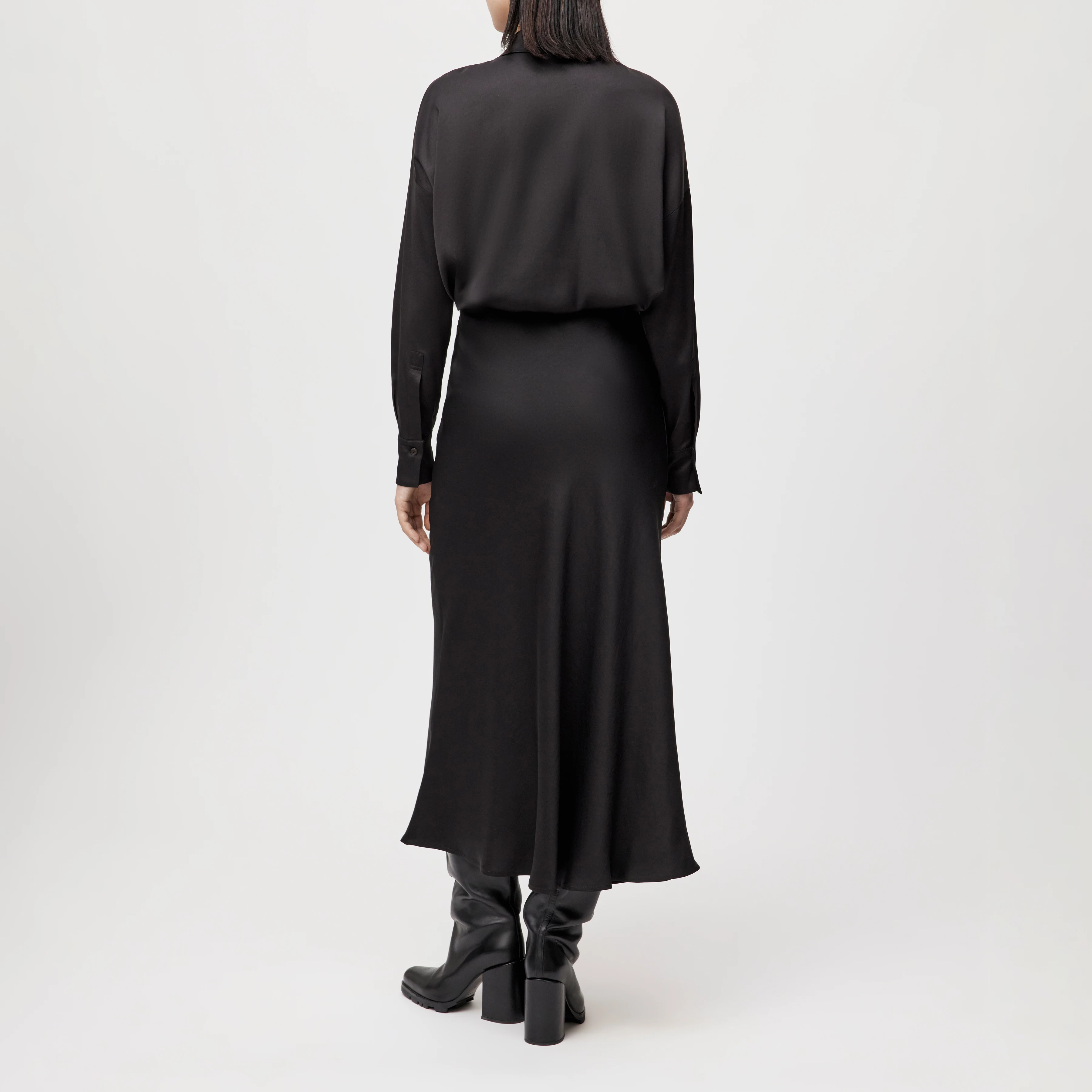 NEVIDA - Maxi-length slip skirt in satin - women - brown - Rückansicht