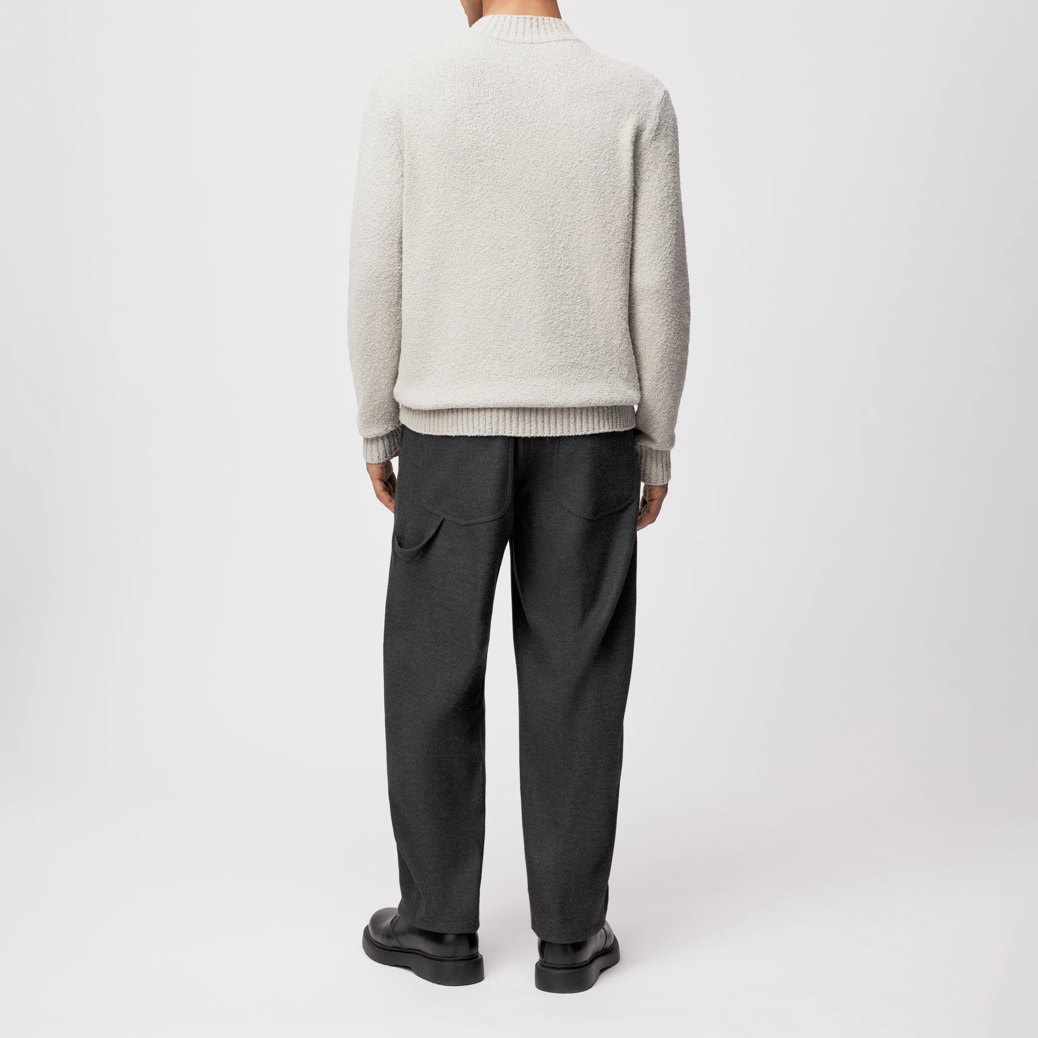 ZAYN - Stand-up collar jumper in bouclé cotton blend - men - grey - Rückansicht