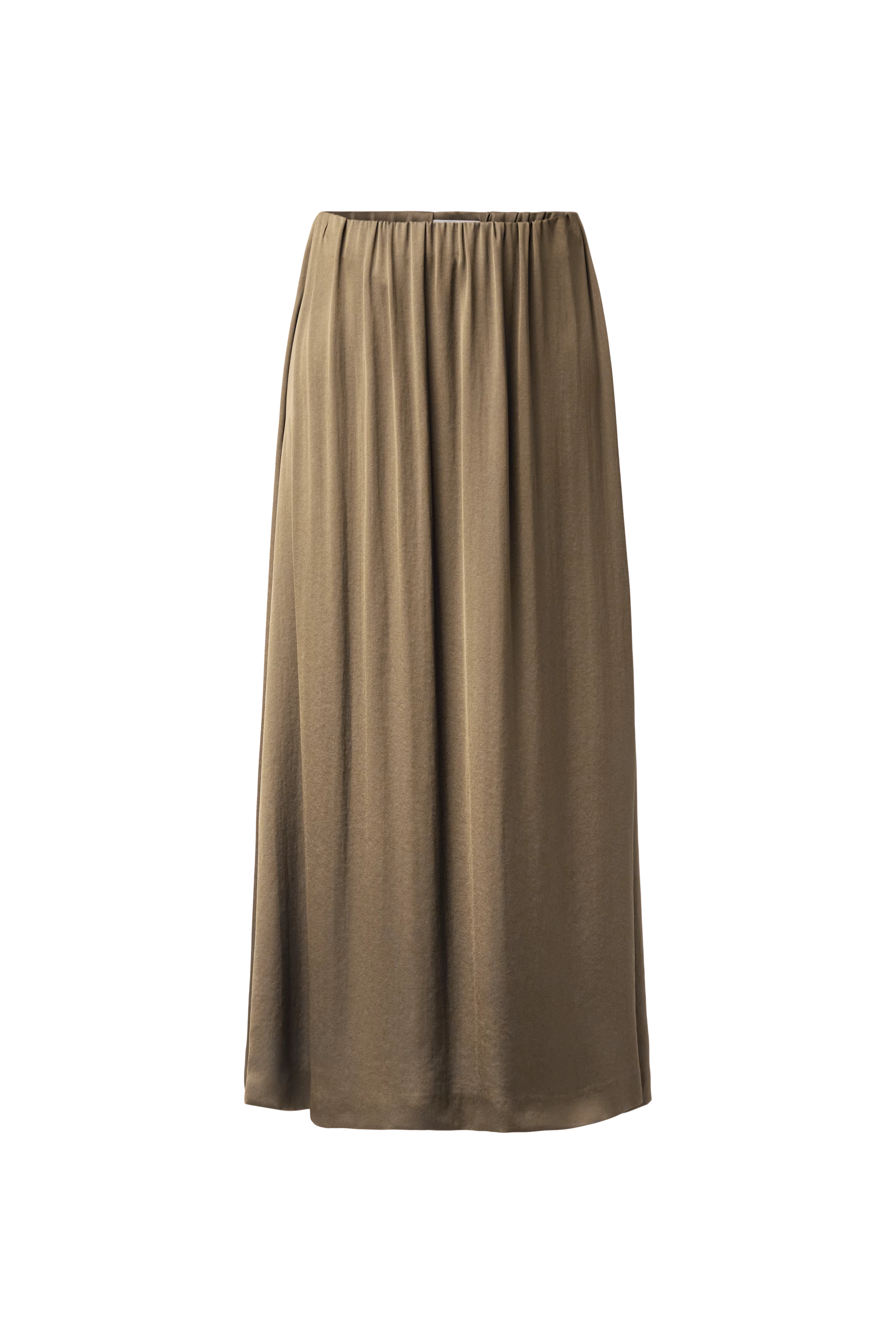 IDONEA - Mid-length skirt with elasticated waistband in satin - women - green - Freisteller Frontansicht