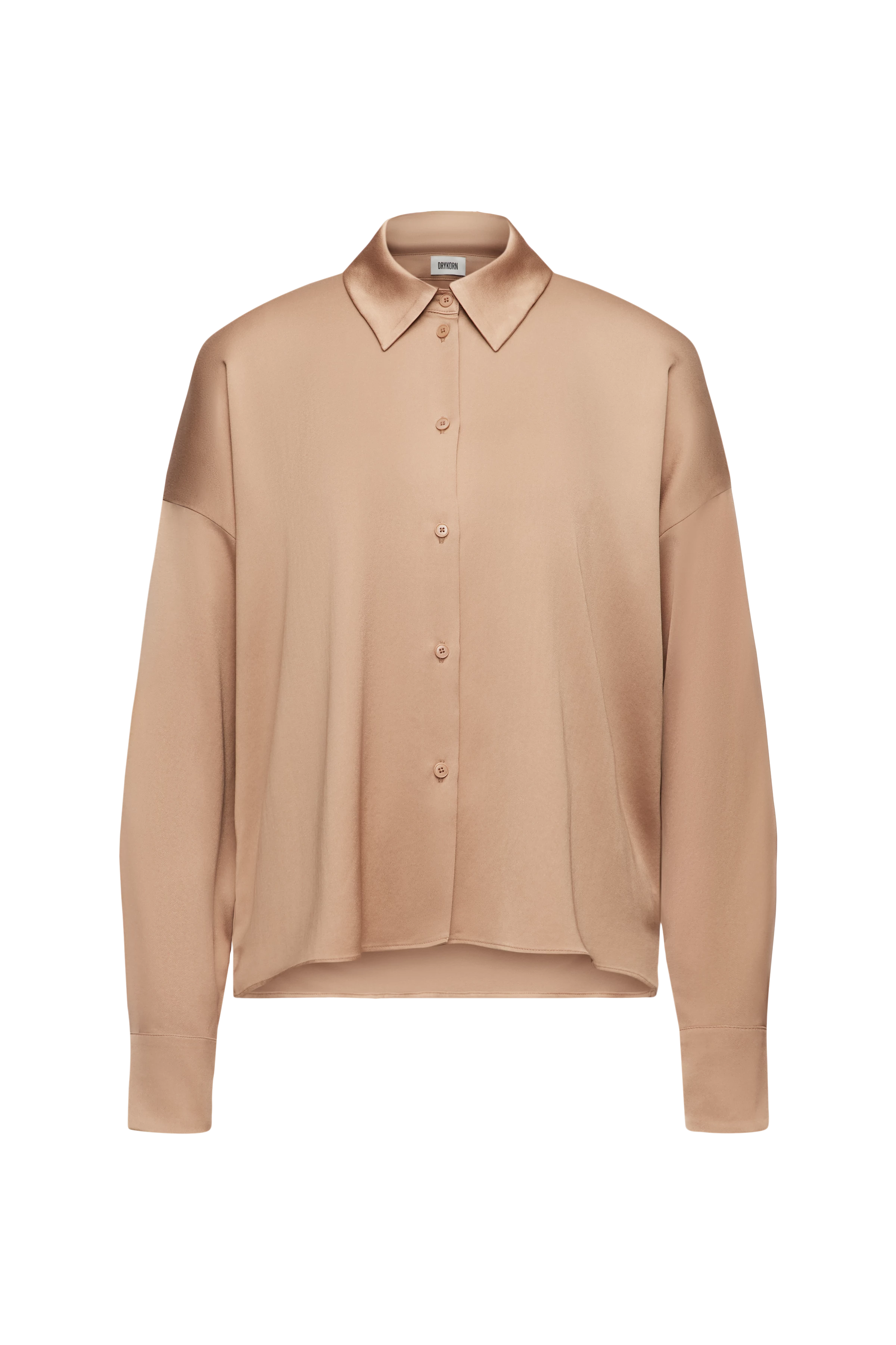 CLOELIA - Klassische Hemdbluse in Satin - Damen - orange - Freisteller Frontansicht