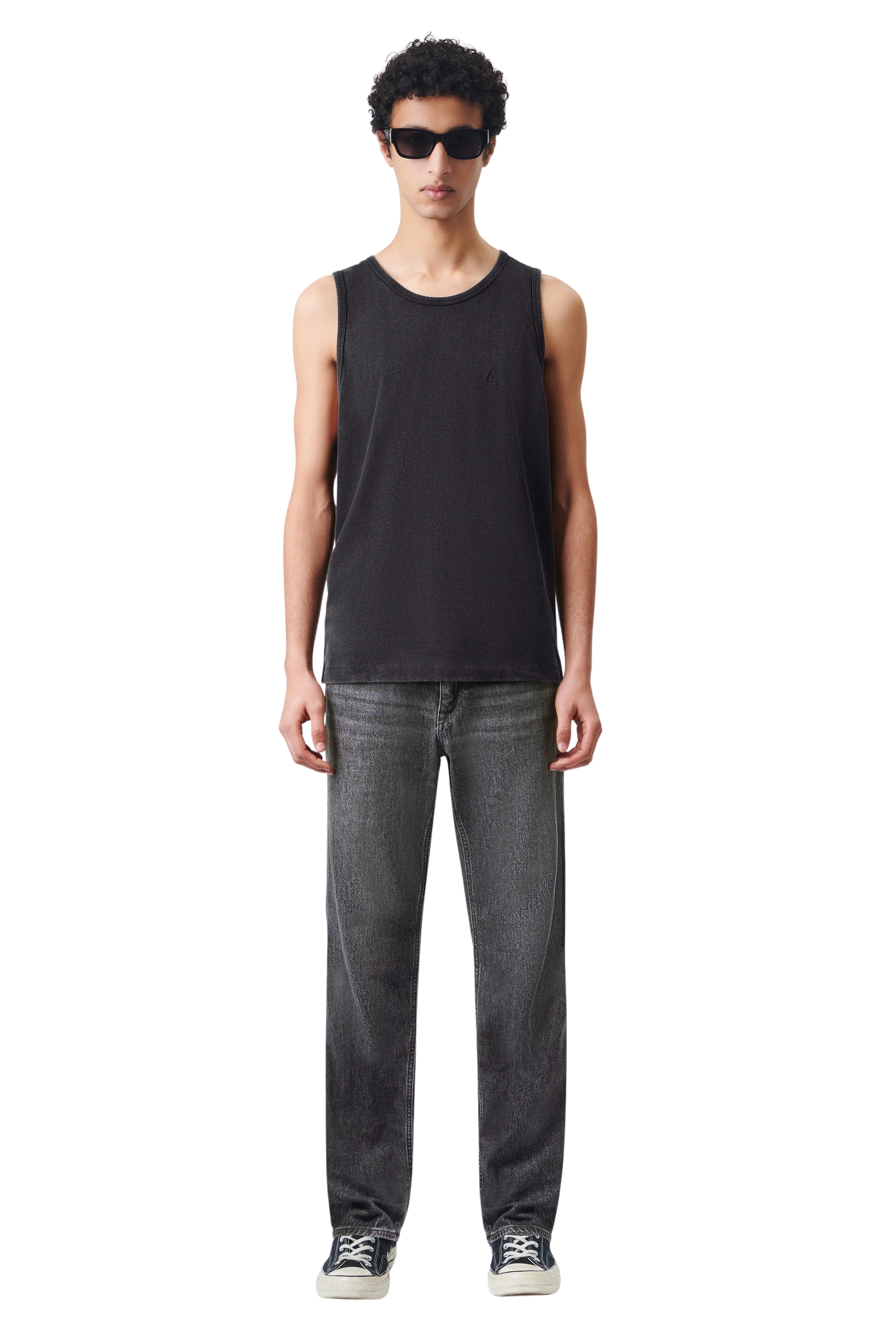 WYLAN - relaxed fit tank top in a washed look - men - grey - Ganzkörper-Frontansicht