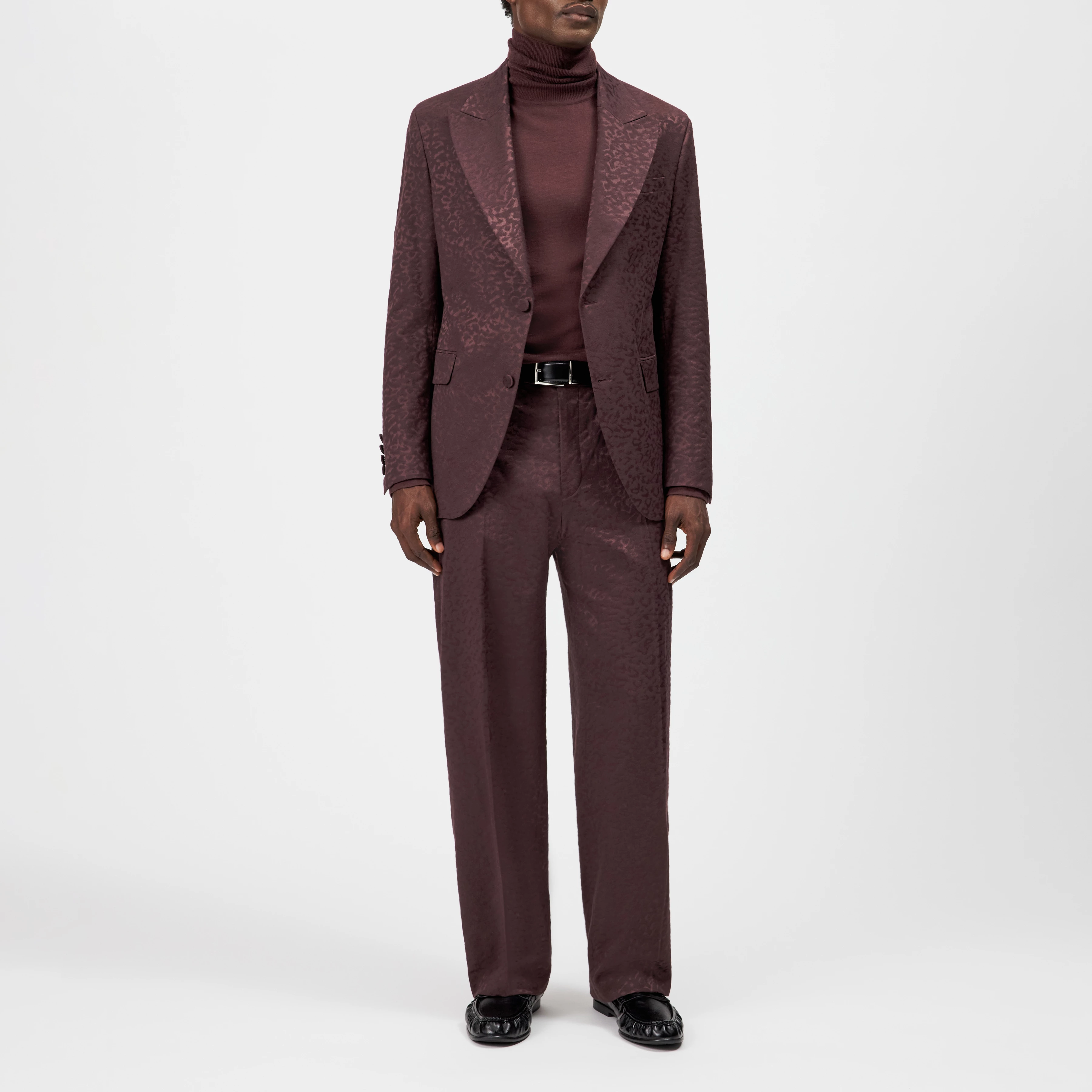 JACATO - Dinner jacket in leopard jacquard - men - red - Ganzkörper-Frontansicht