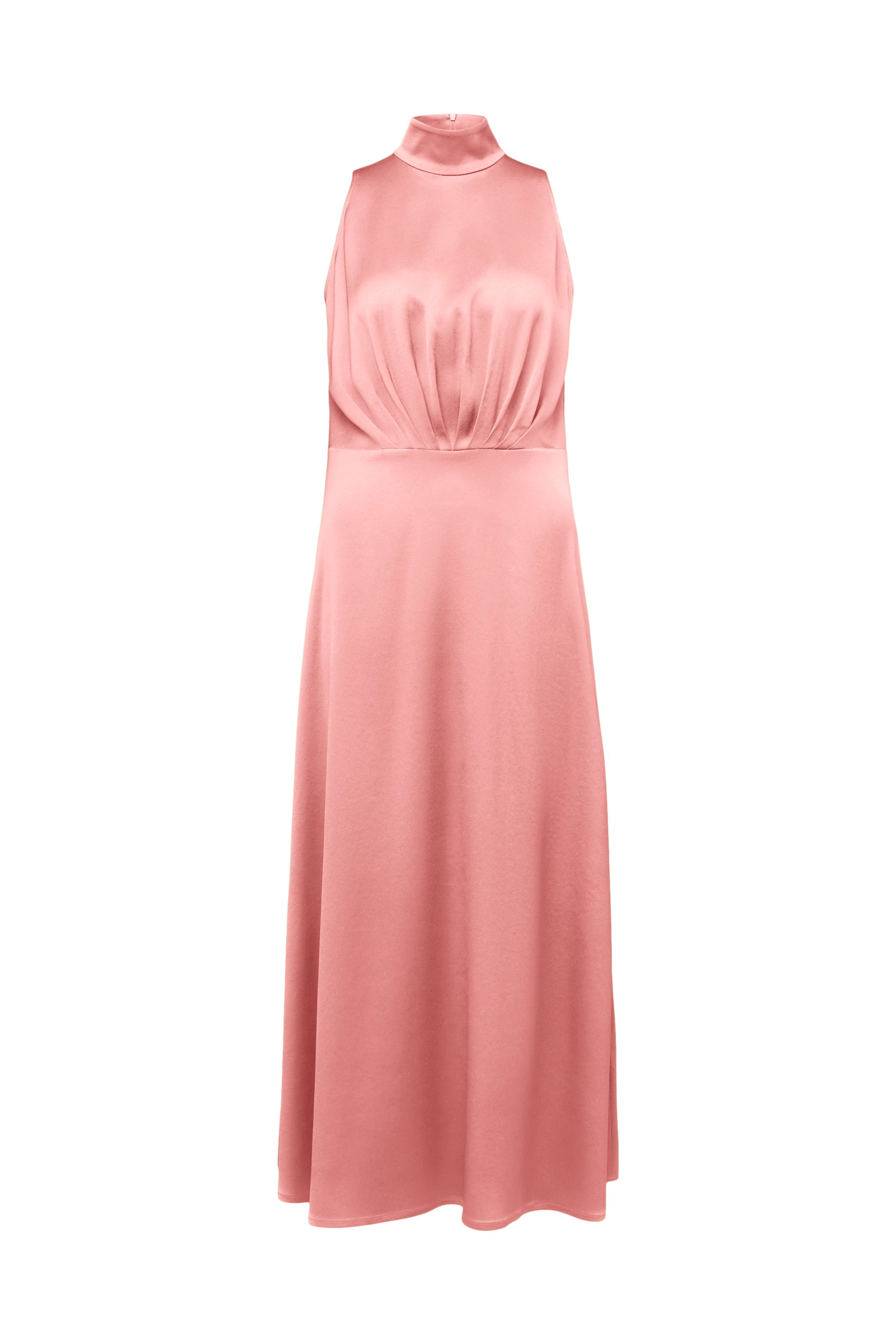 AMABEL - Satin maxi dress with stand-up collar - women - orange - Freisteller Frontansicht