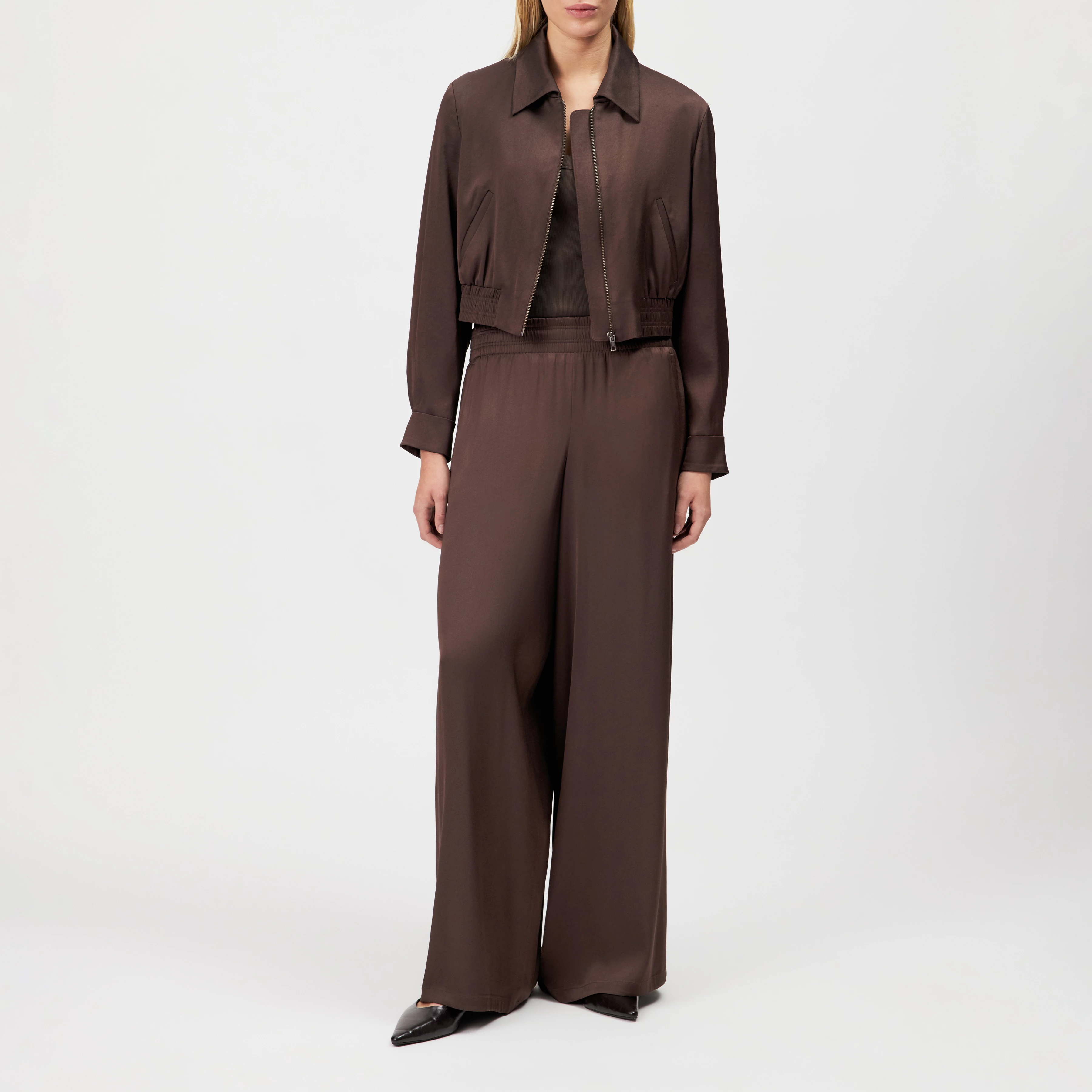 RADWAY_1 - Blouson court en satin - women - marron - Ganzkörper-Frontansicht