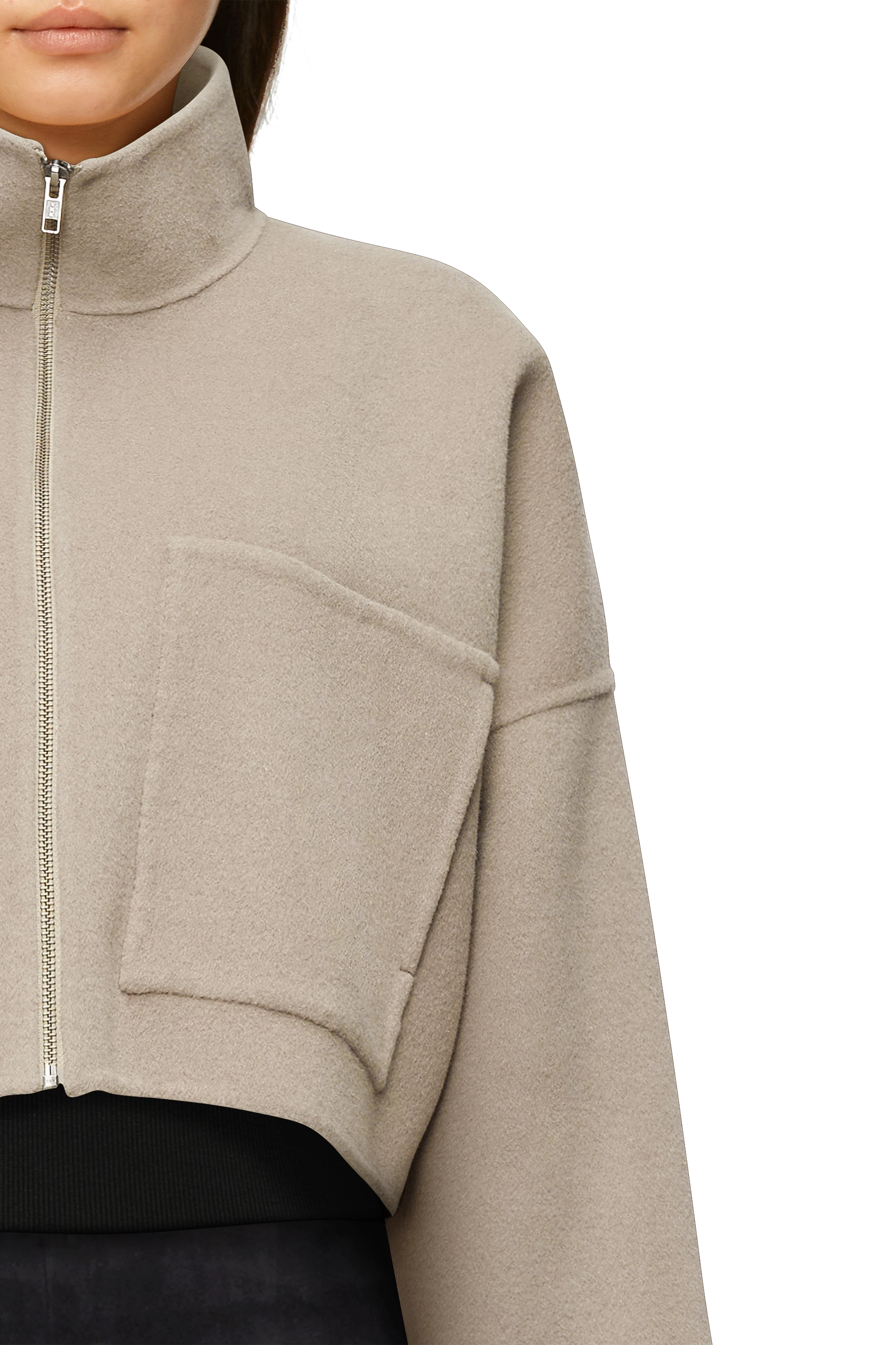 ELSTOW - Oversized colbert in doubleface wol - dames - beige - Seitenansicht