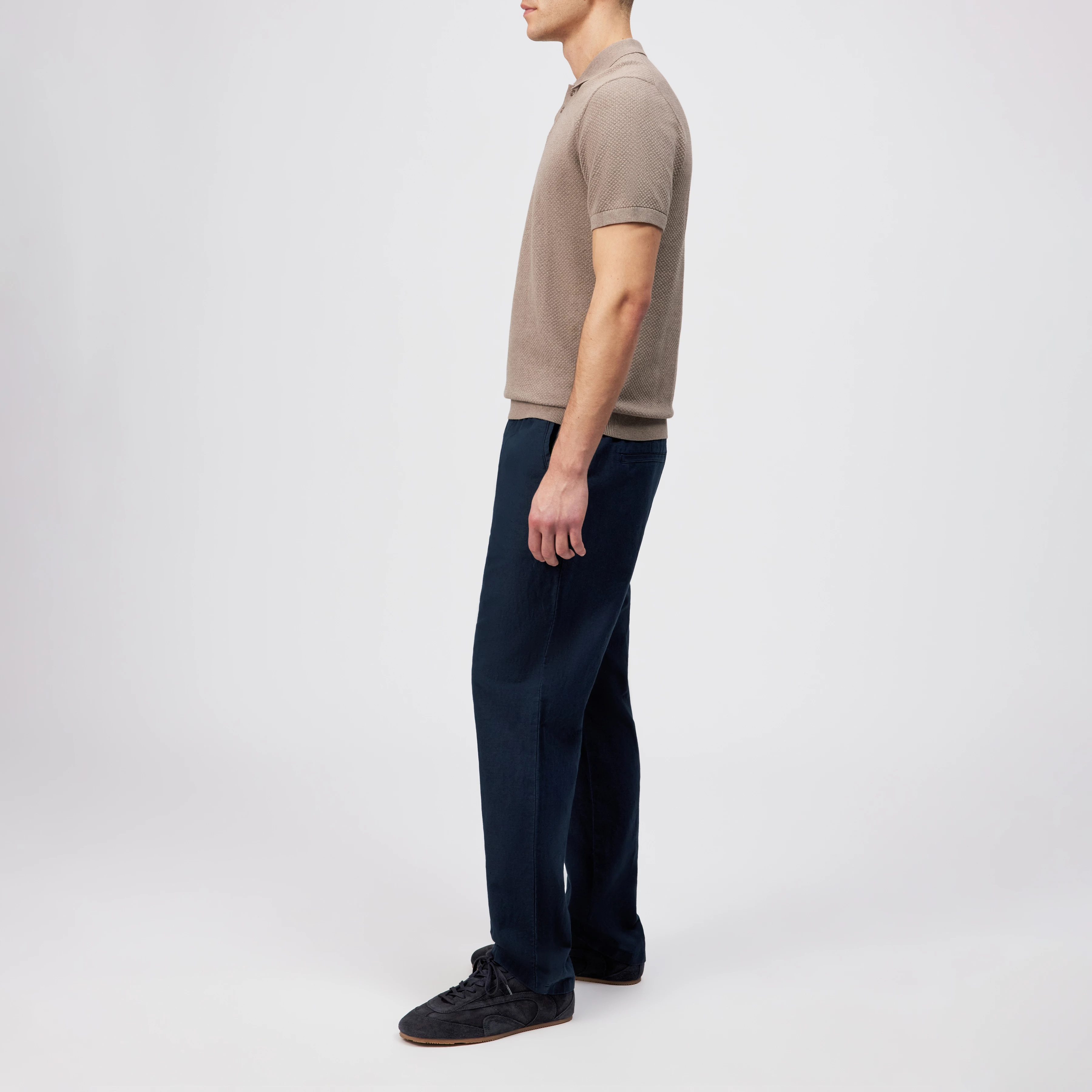 TRITON - Regular fit polo in jacquard knit - men - brown - Seitenansicht