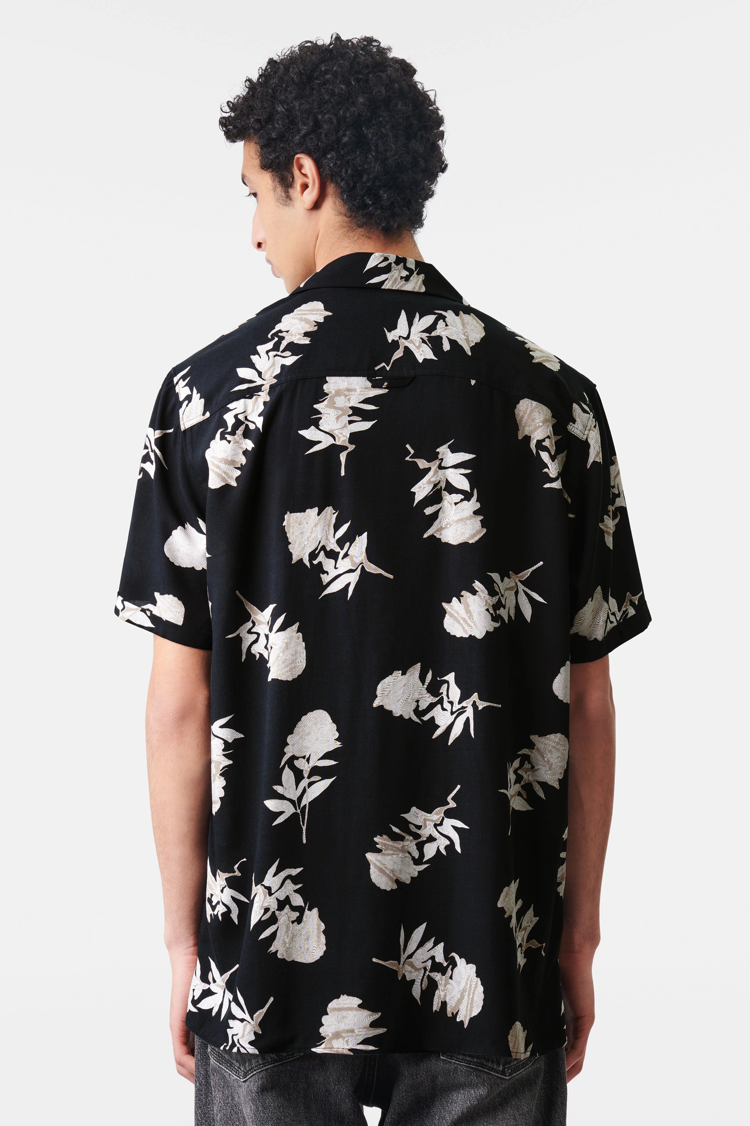 BIJAN_2 - Casual Kurzarm Hemd in Viskose - Herren - schwarz - Rückansicht