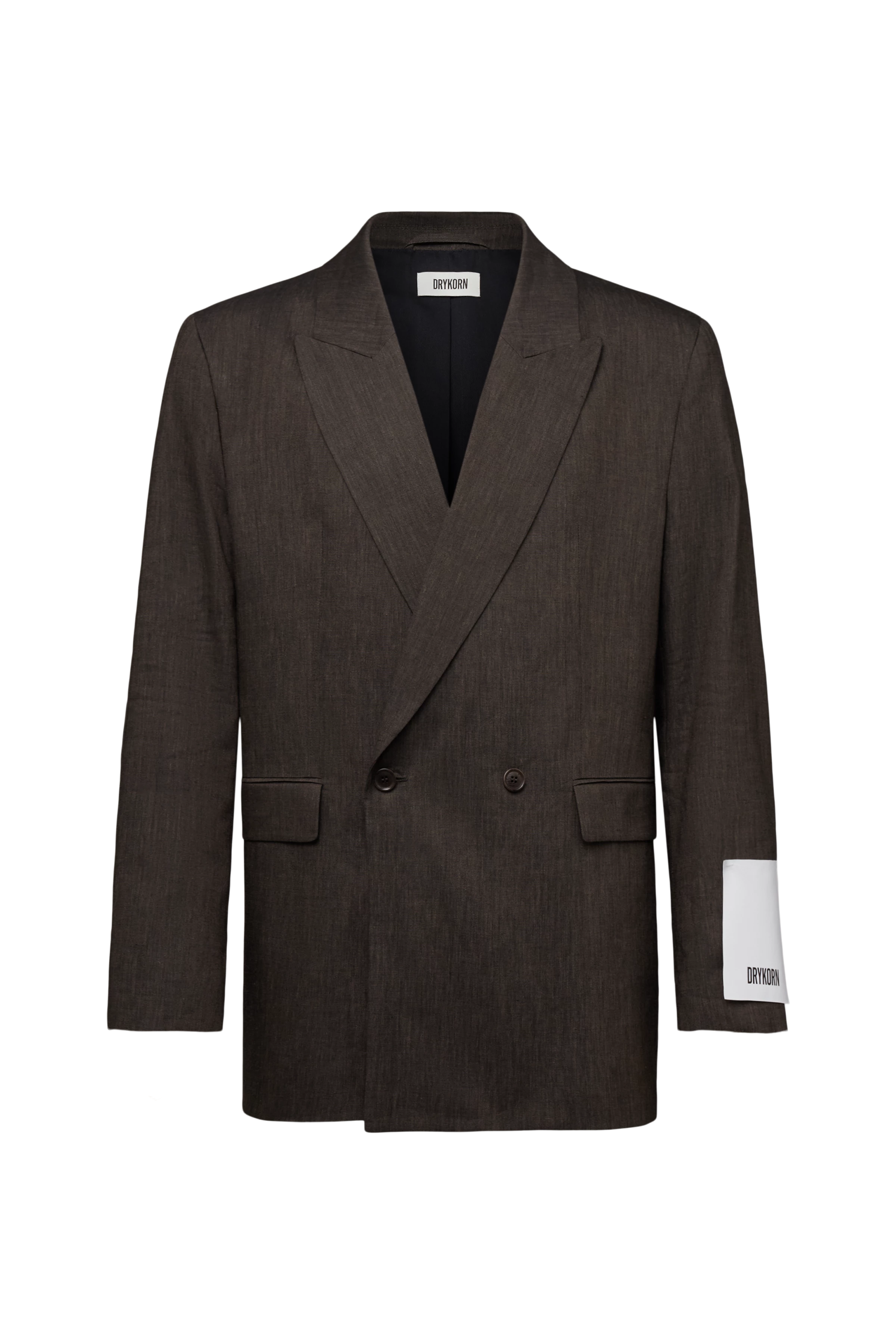 LOGEN - Double-breasted oversized linen-blend blazer - men - brown - Freisteller Frontansicht