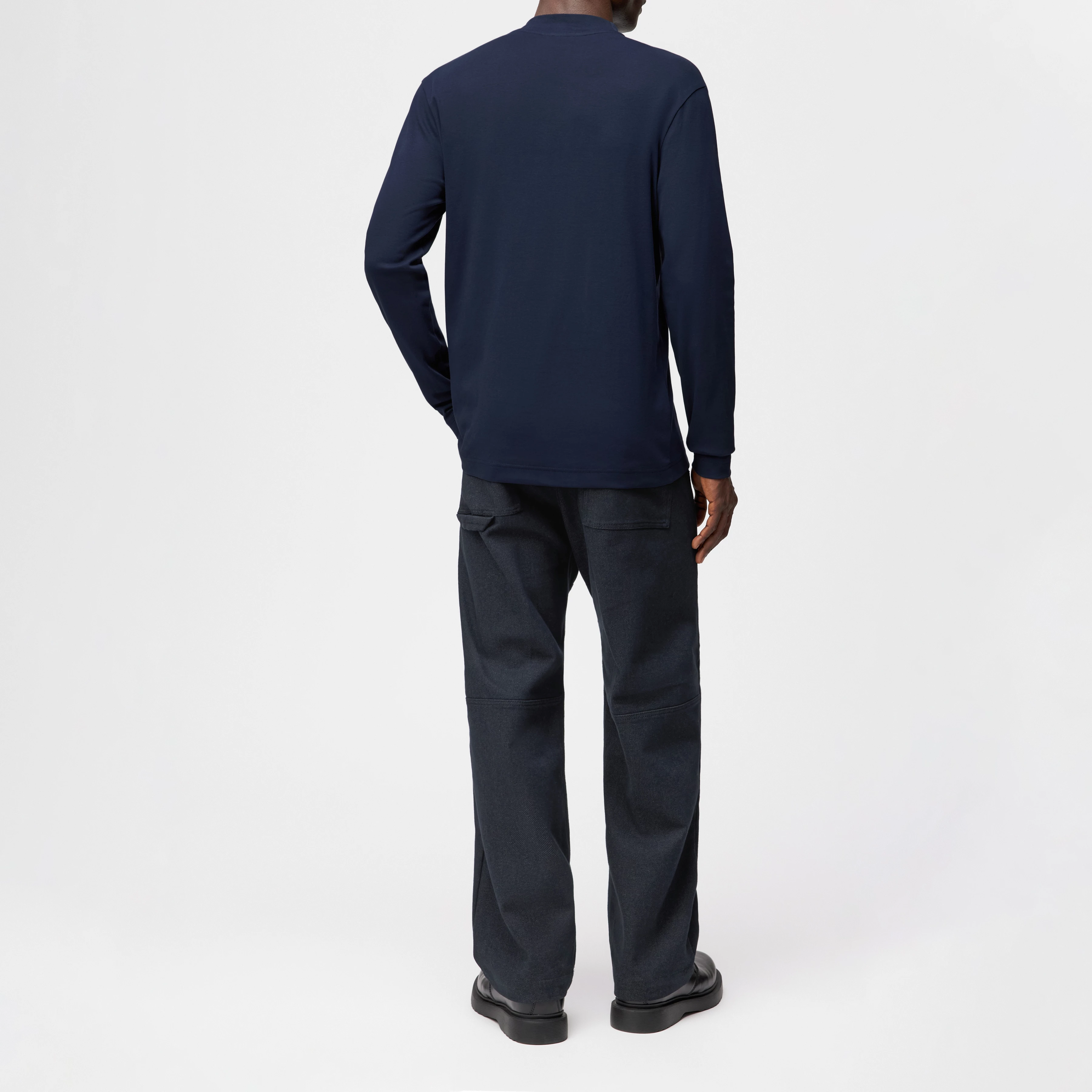 MORITZO - Longsleeve mit Stehkragen in elastischer Baumwolle - Herren - blau - Rückansicht