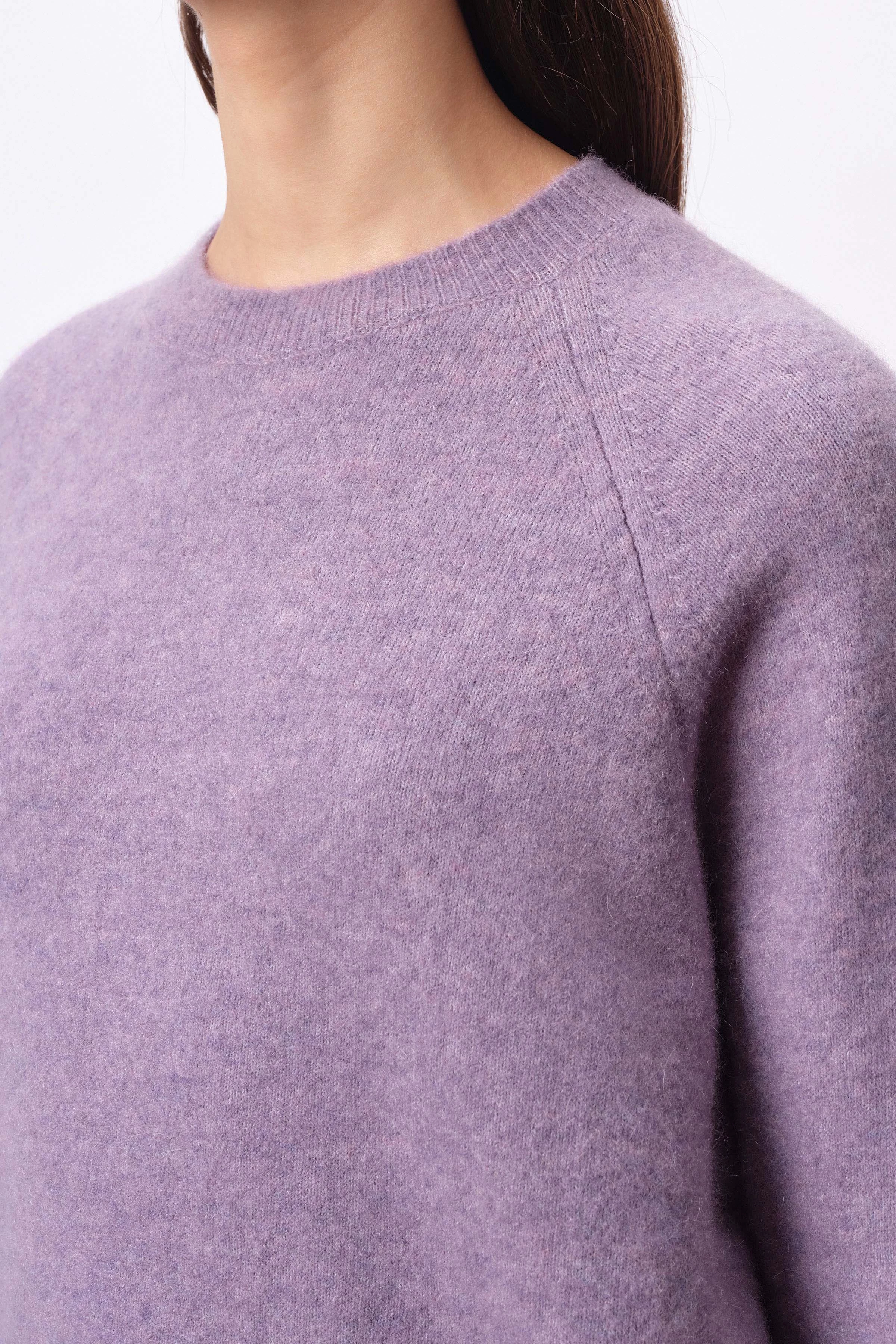 PEMIRI - egg-shape jumper with raglan sleeves in alpaca mix - women - purple - Seitenansicht
