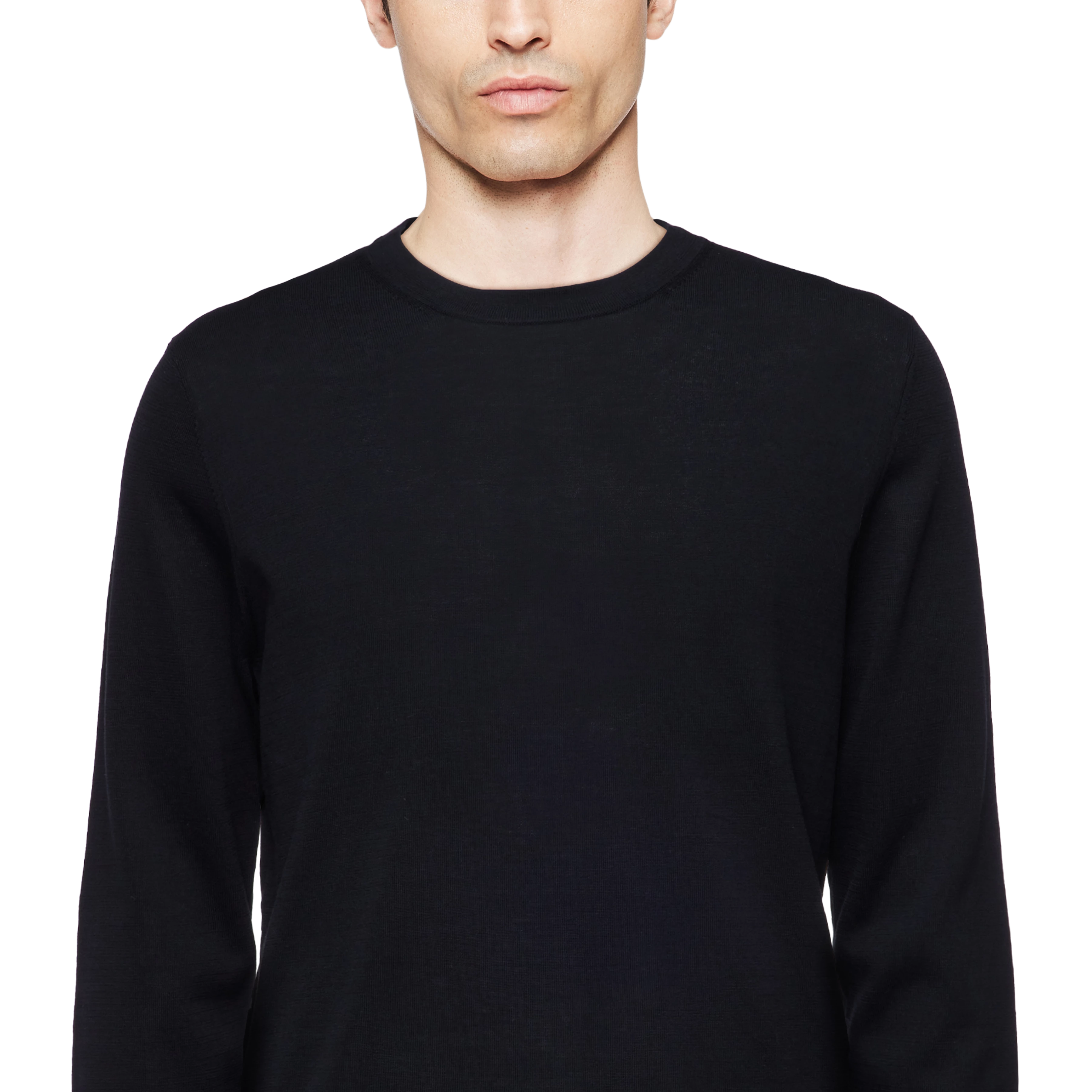 IRMINO - Longsleeve in mercerisierter Baumwolle - Herren - schwarz - Detailansicht am Model