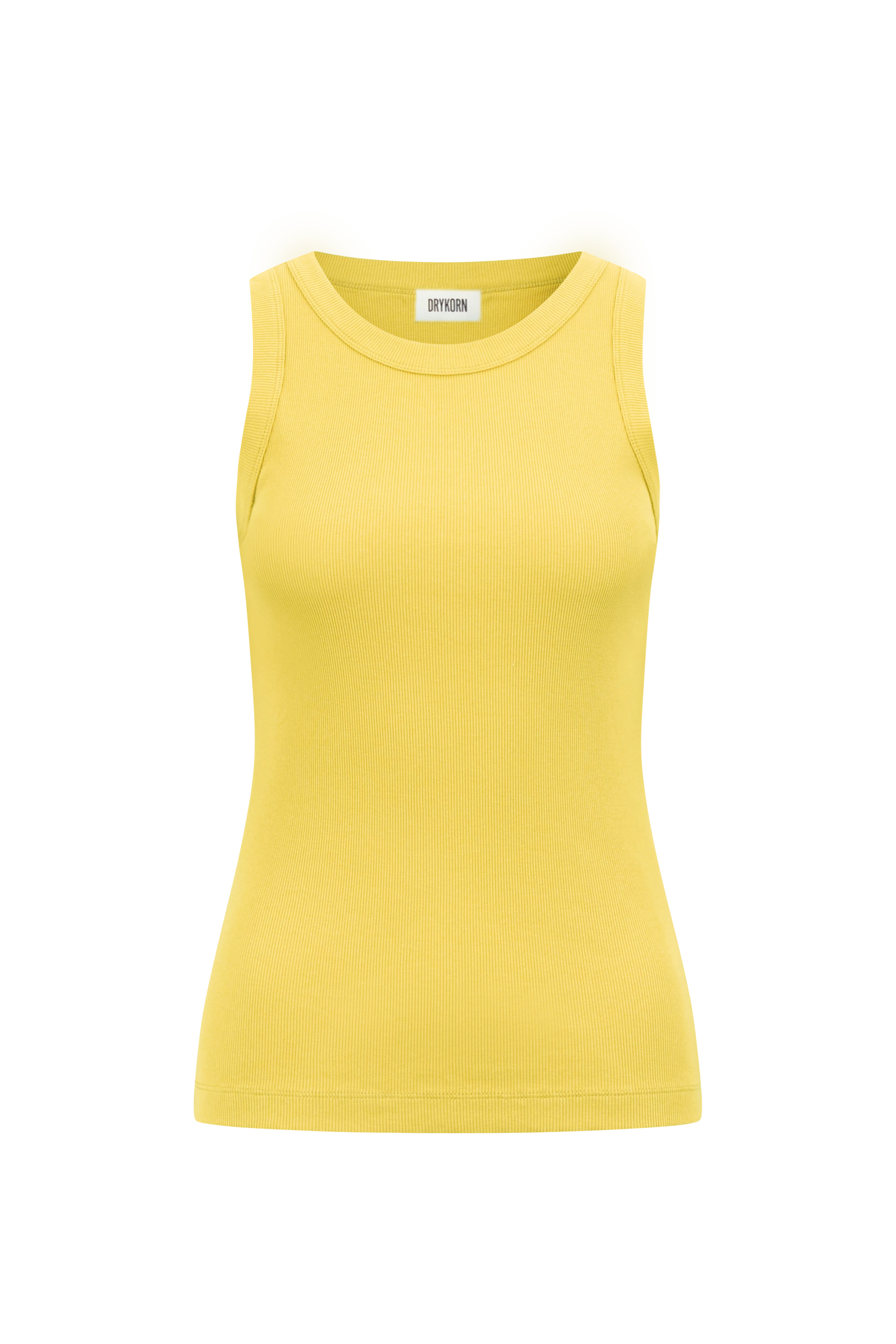 OLINA - Round-neck tank top in cotton rib - women - yellow - Freisteller Frontansicht