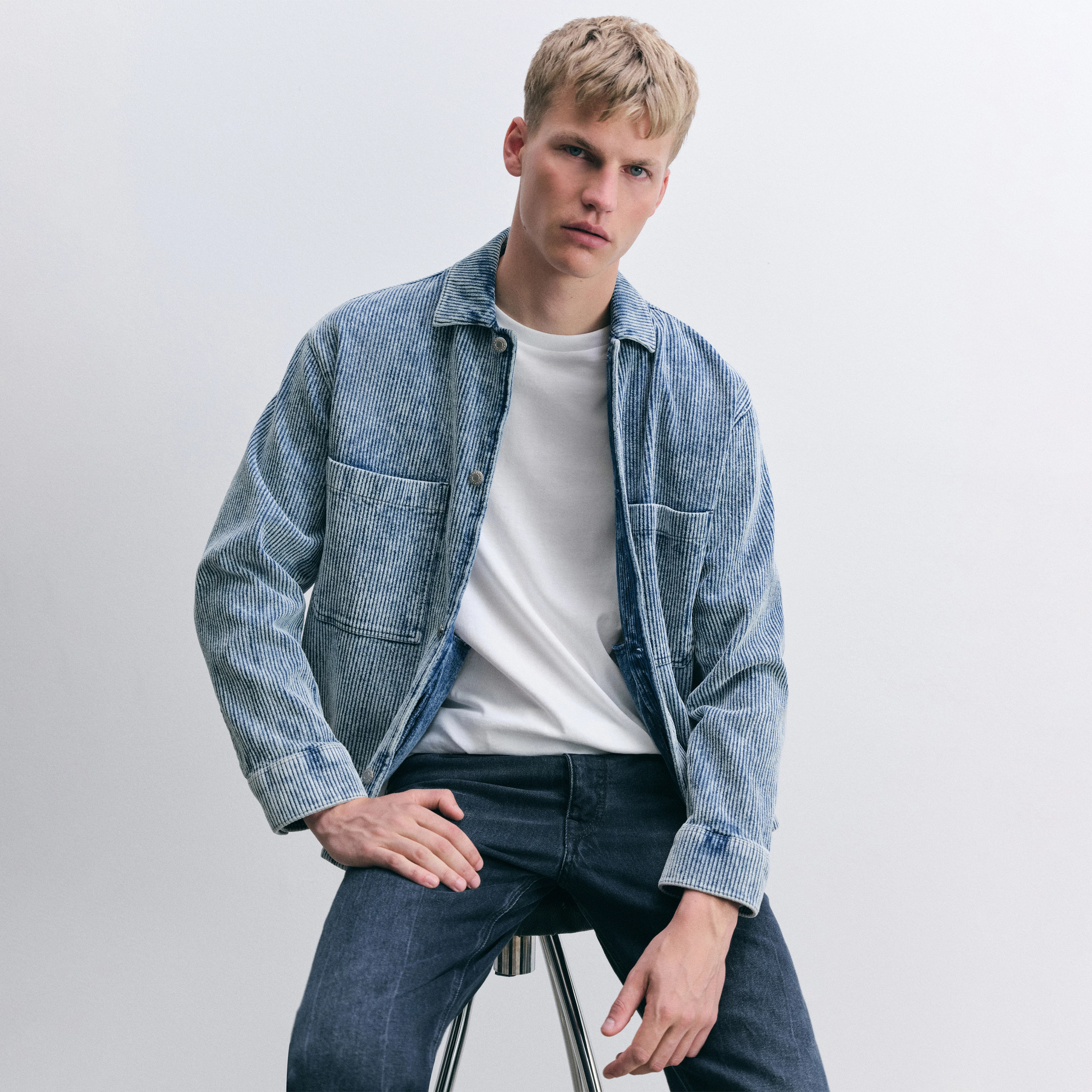 DIARD - Overshirt mit aufgesetzten Taschen in Cord - Herren - blau