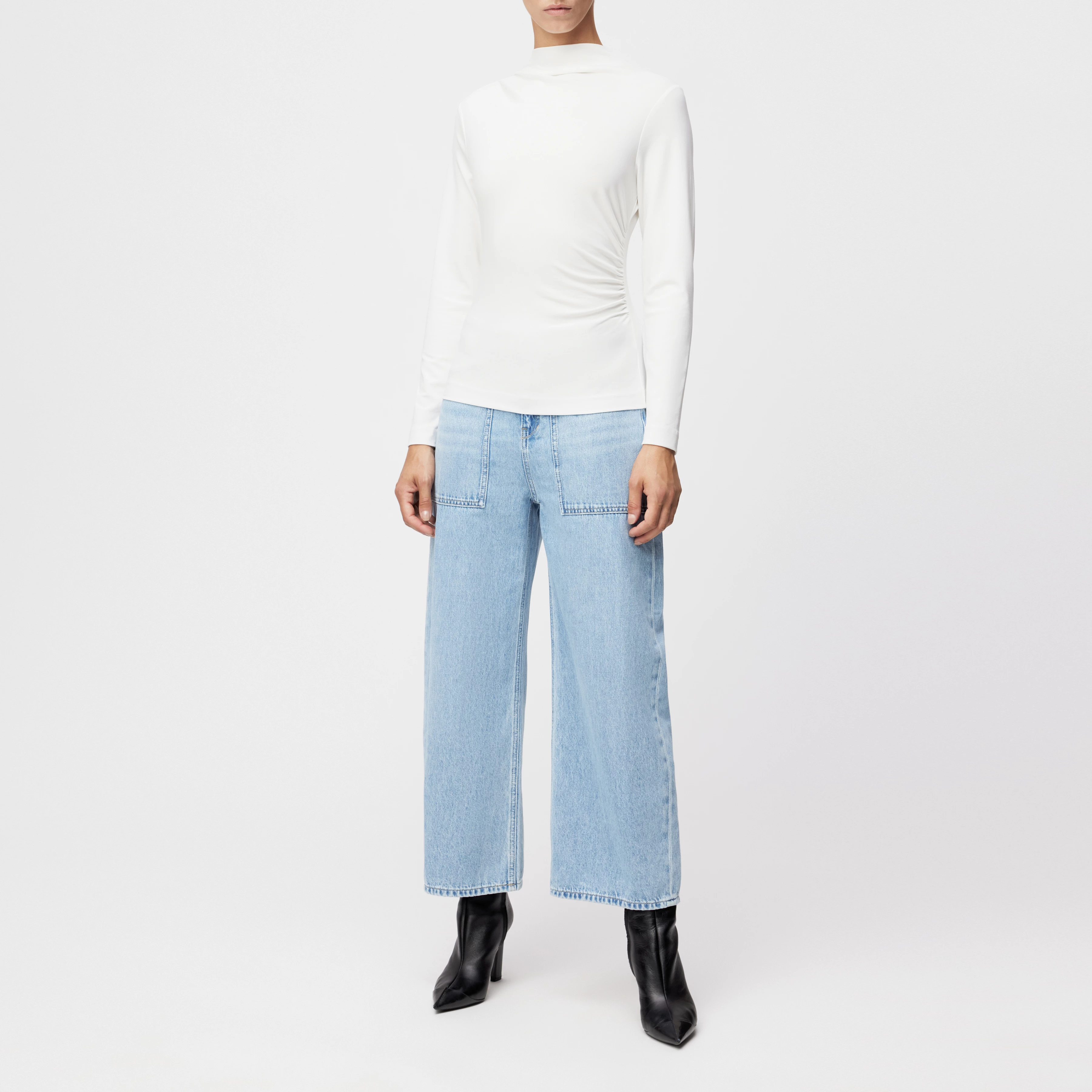 TIRY - Longsleeve in Lyocell-Mix - Damen - off white - Ganzkörper-Frontansicht