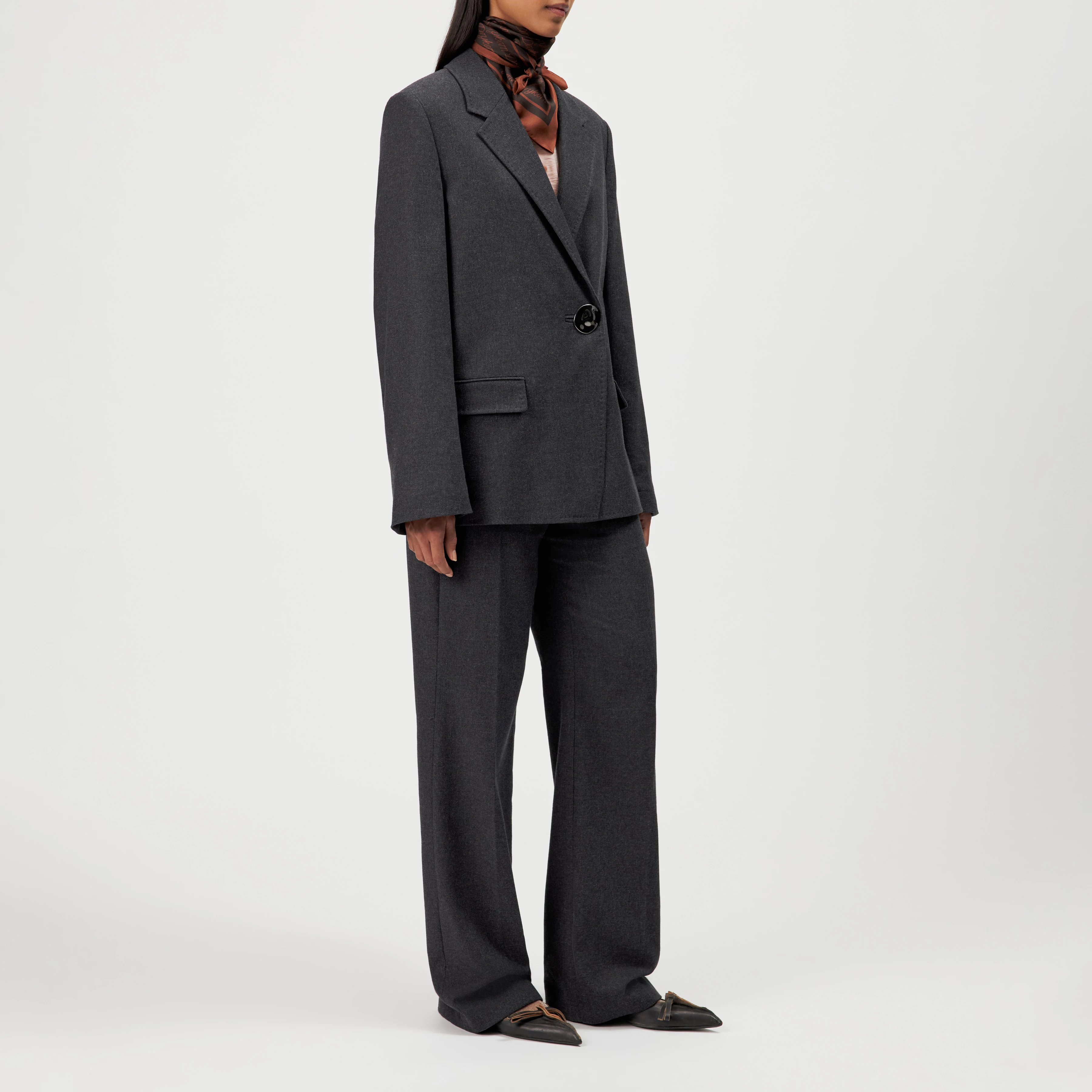 SHENTON_1 - Long oversized blazer, single-button closure - women - grey - Seitenansicht